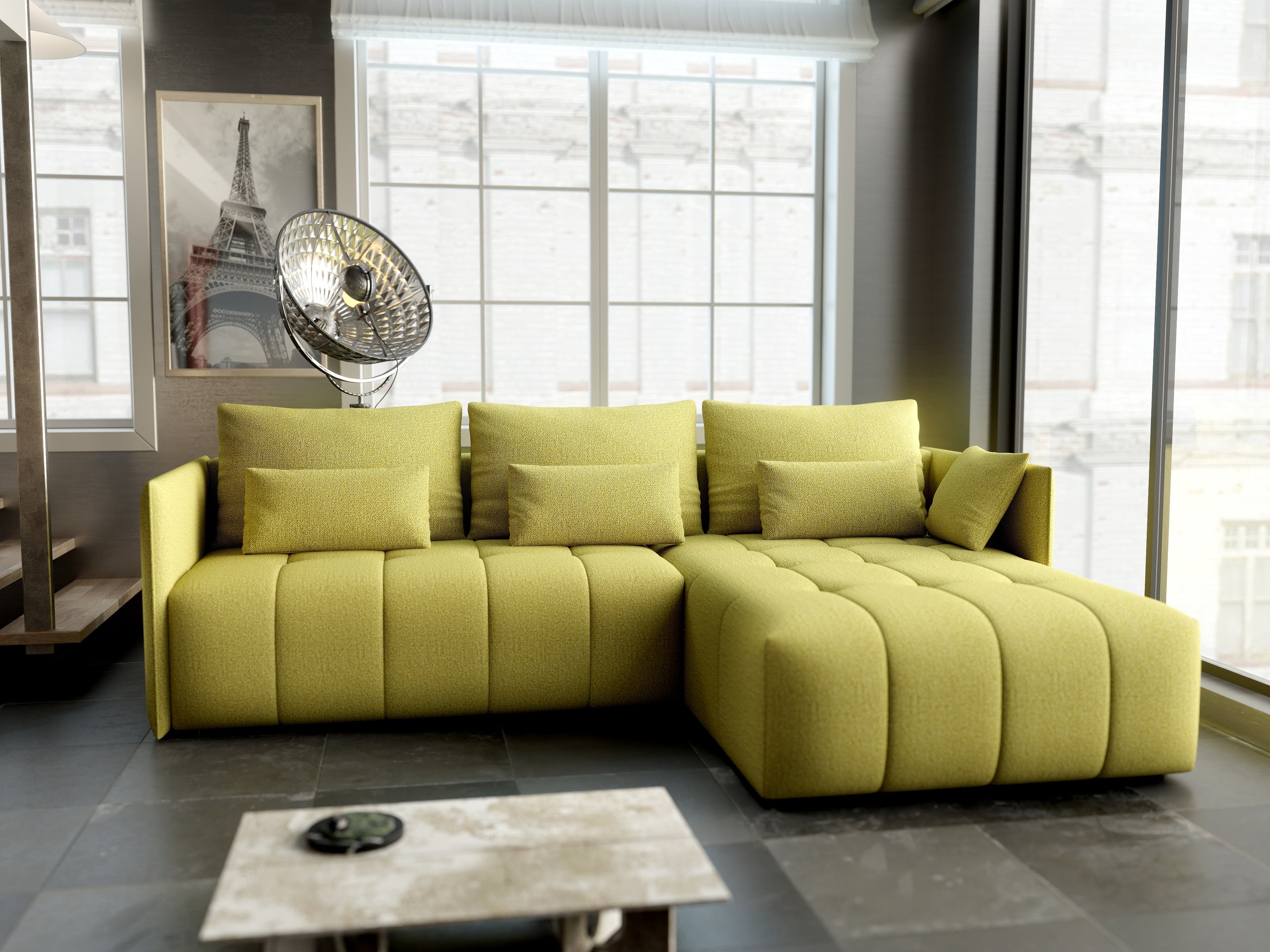 Colțar extensibil dumonde cu ladă de depozitare si sezut confortabil din spuma high-density, Malta Enjoy Green II 235x185 cm