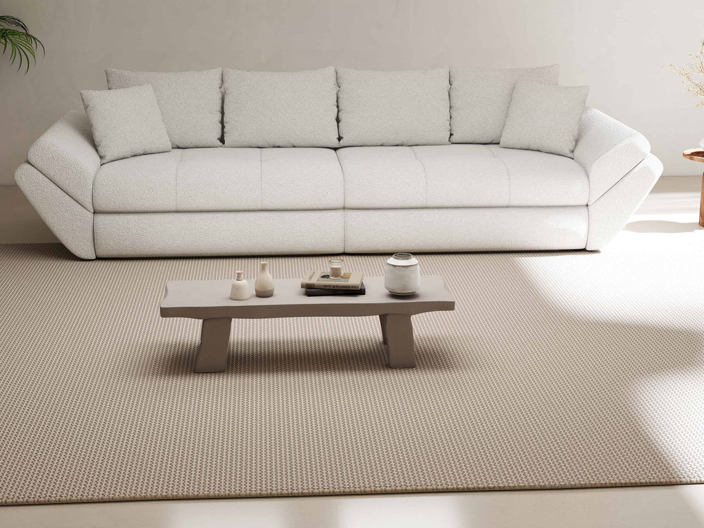 Canapea extensibilă dumonde cu ladă de depozitare si sezut confortabil din spuma high-density, Loana Euphoria Ivory 300x100 cm