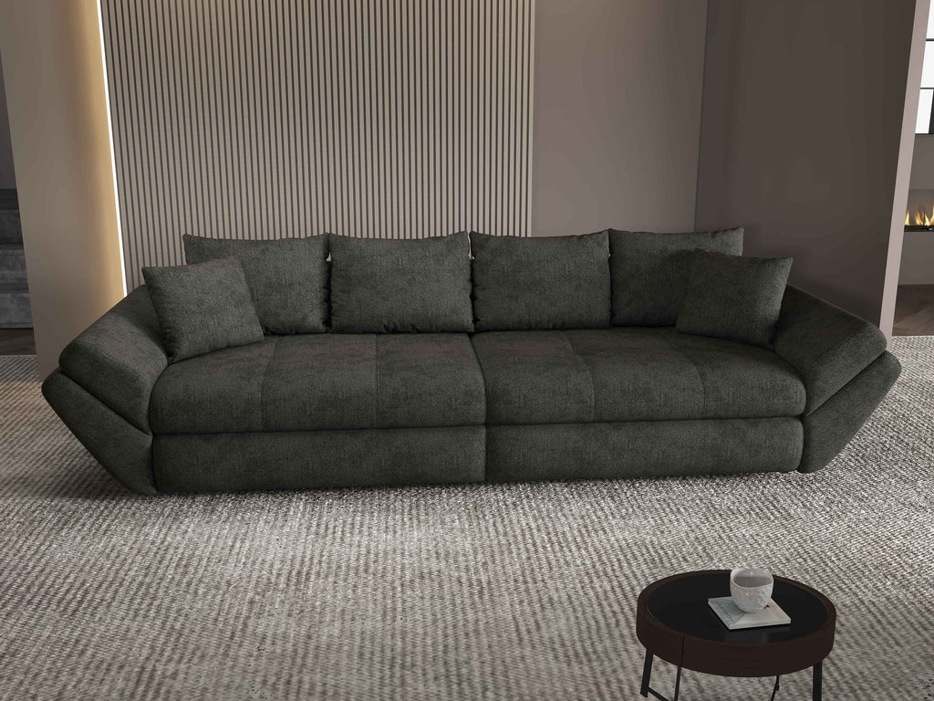 Canapea extensibilă dumonde cu ladă de depozitare si sezut confortabil din spuma high-density, Loana Enjoy Negru 300x100 cm