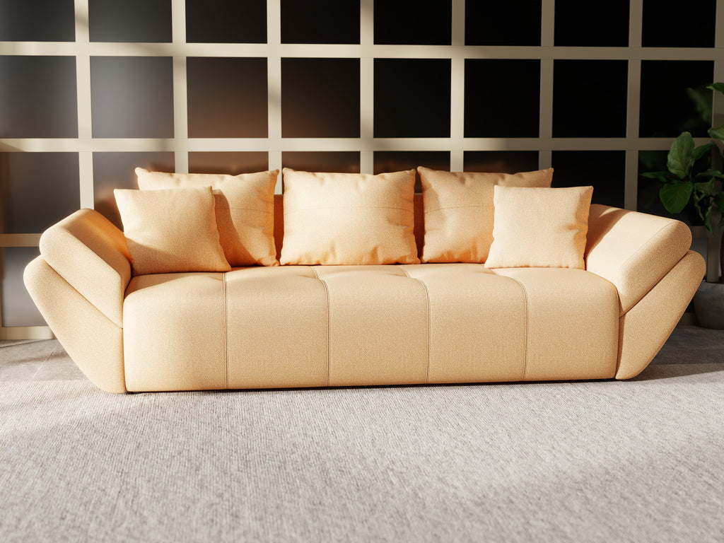 Canapea extensibilă dumonde cu ladă de depozitare si sezut confortabil din spuma high-density, Berlin Enjoy Mango 250x100 cm