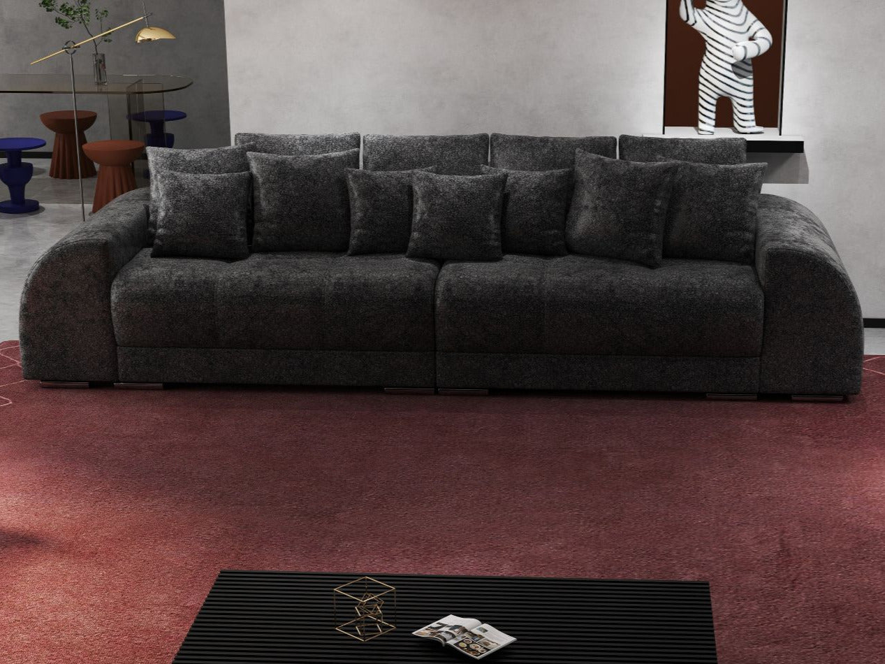 Canapea extensibilă dumonde cu 2 lăzi de depozitare si sezut confortabil din spuma high-density, Verona Euphoria Black 310x100 cm