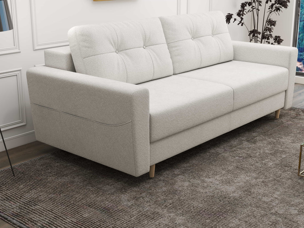 Canapea extensibilă dumonde cu ladă de depozitare si sezut confortabil din spuma high-density, Summer Euphoria Ivory 225x100 cm