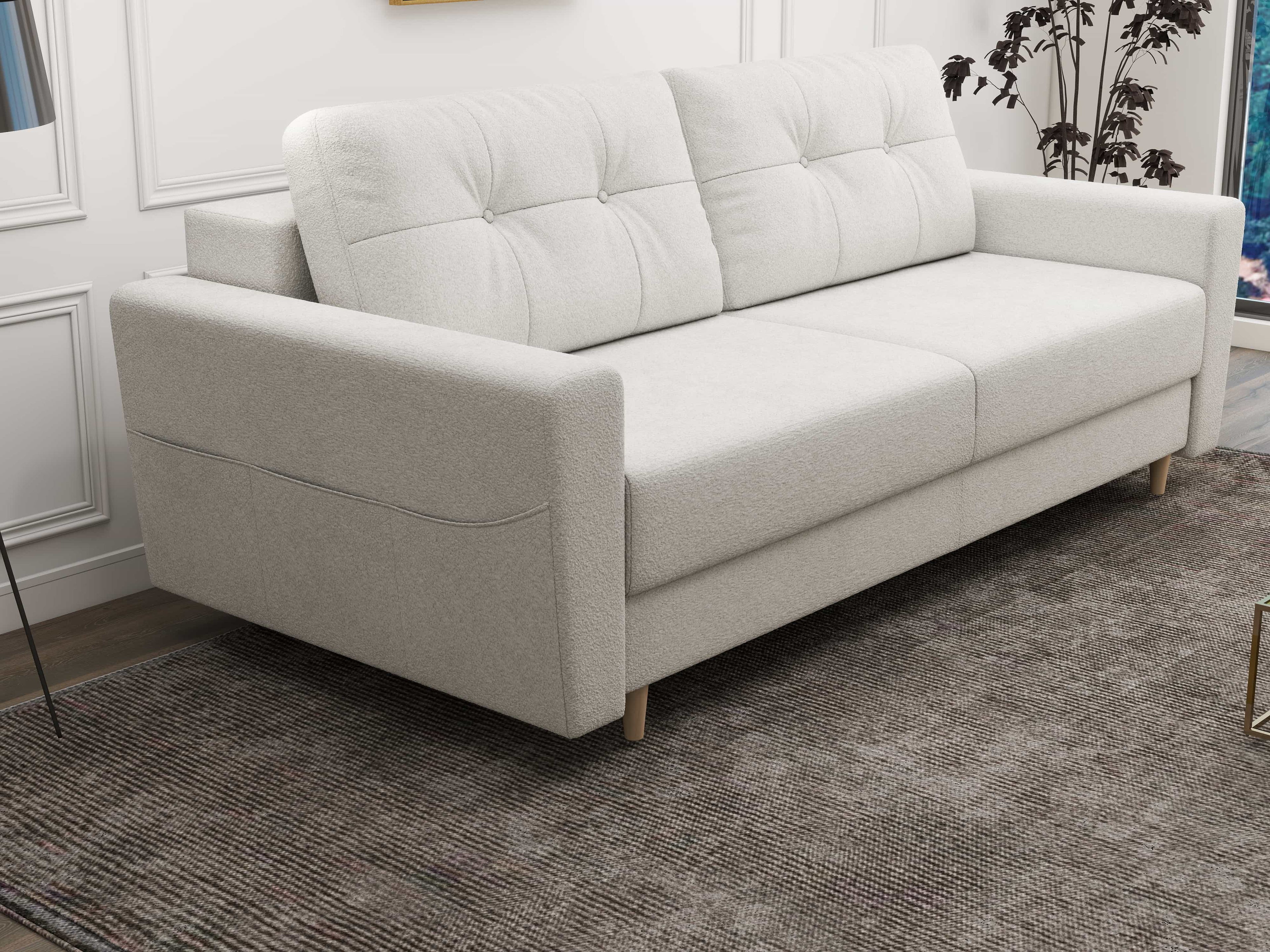 Canapea extensibilă dumonde cu ladă de depozitare si sezut confortabil din spuma high-density, Summer Euphoria Ivory 225x100 cm