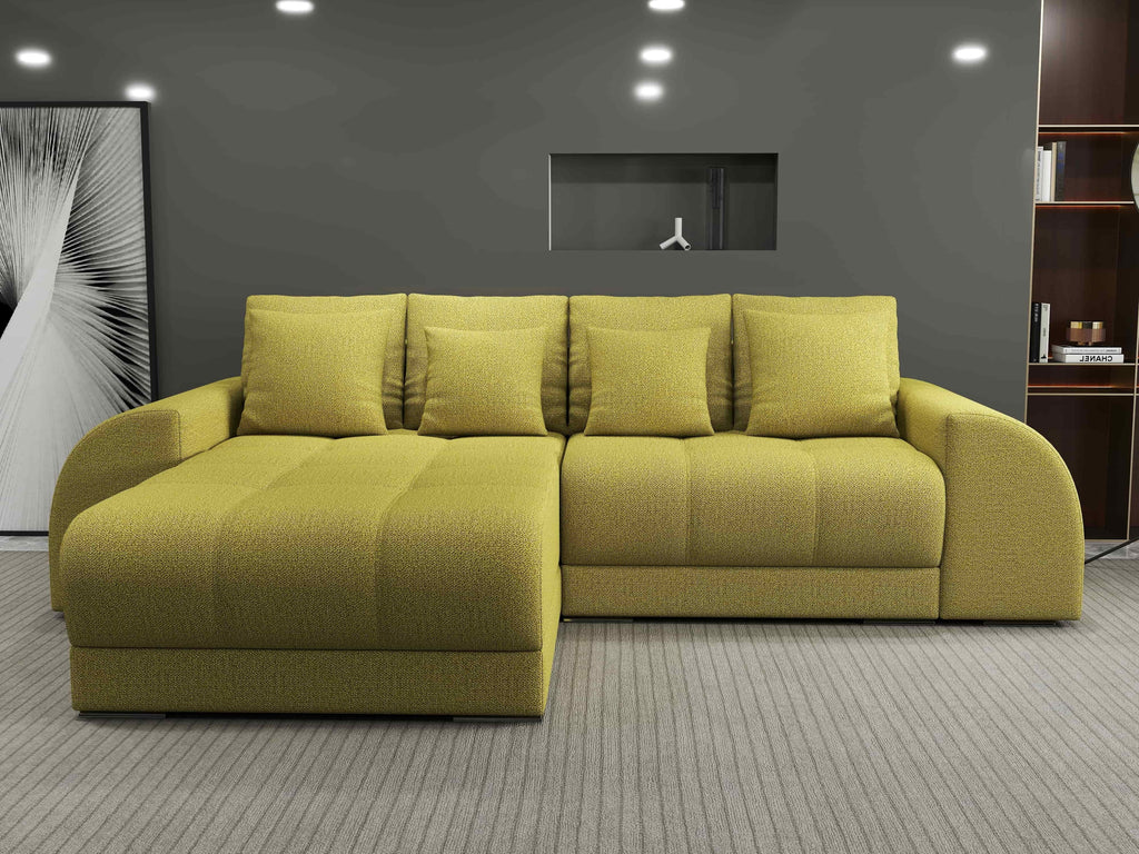 Colțar extensibil dumonde cu ladă de depozitare si sezut confortabil din spuma high-density, Verona Enjoy Verde 290x185 cm
