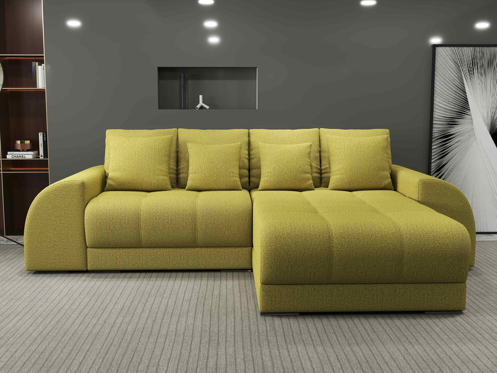 Colțar extensibil dumonde cu ladă de depozitare si sezut confortabil din spuma high-density, Verona Enjoy Verde II 290x185 cm