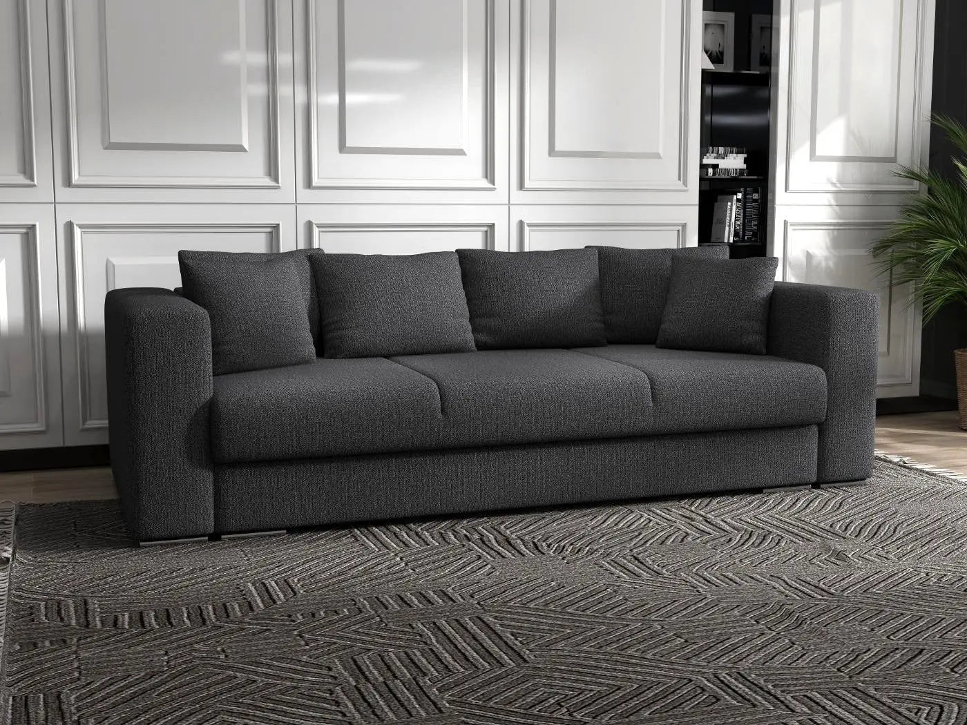 Canapea extensibilă dumonde cu ladă de depozitare si sezut confortabil din spuma high-density, Gloria Enjoy grafit 240x100 cm