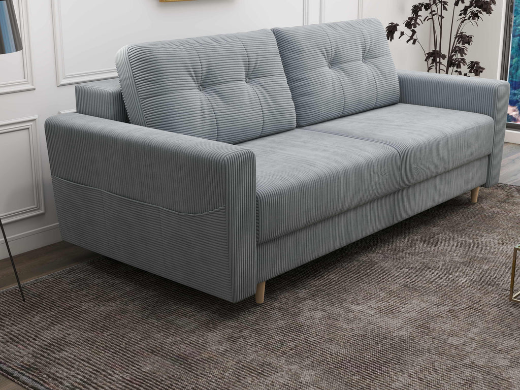 Canapea extensibilă dumonde cu ladă de depozitare si sezut confortabil din spuma high-density, Summer Zoom Grey 225x100 cm
