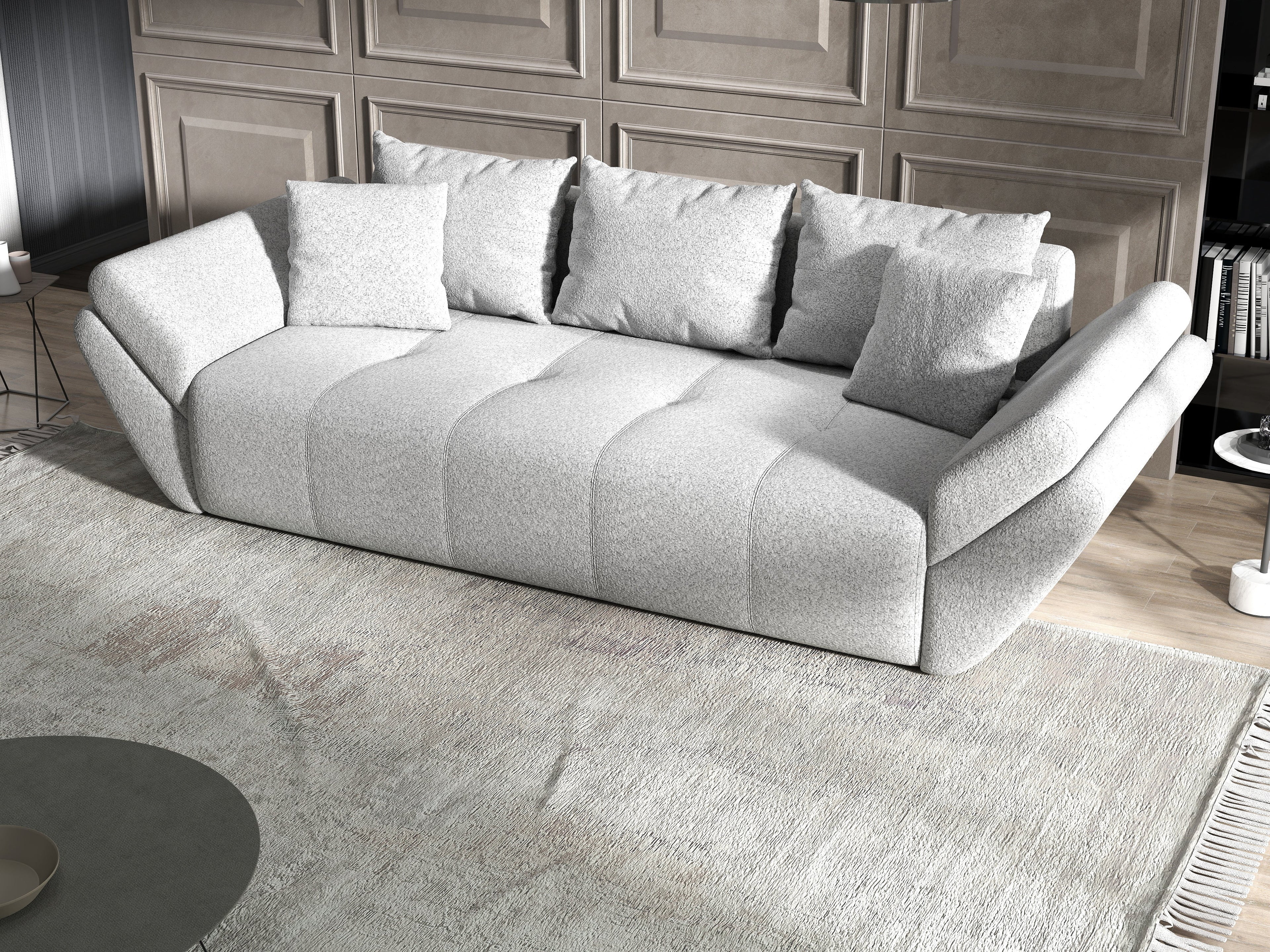 Canapea extensibilă dumonde cu ladă de depozitare si sezut confortabil din spuma high-density, Berlin Euphoria Dove 250x100 cm