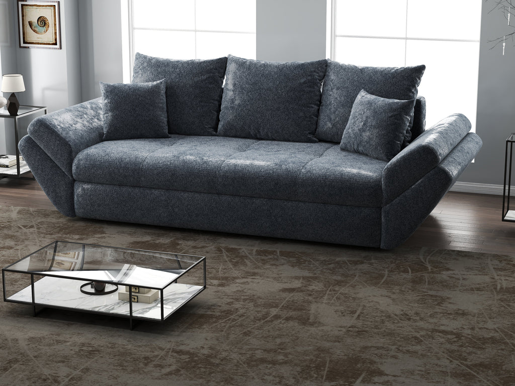 Canapea extensibilă dumonde cu ladă de depozitare si sezut confortabil din spuma high-density, Loana Euphoria Grafit 250x100 cm