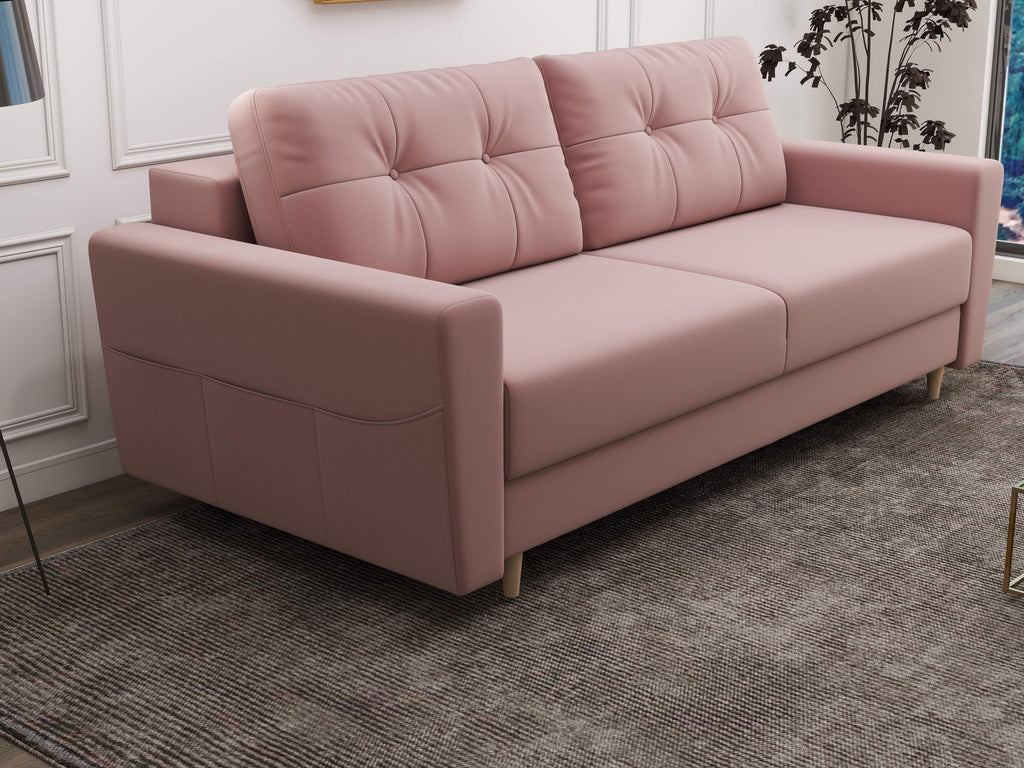 Canapea extensibilă dumonde cu ladă de depozitare si sezut confortabil din spuma high-density, Summer Royal Roz 225x100 cm