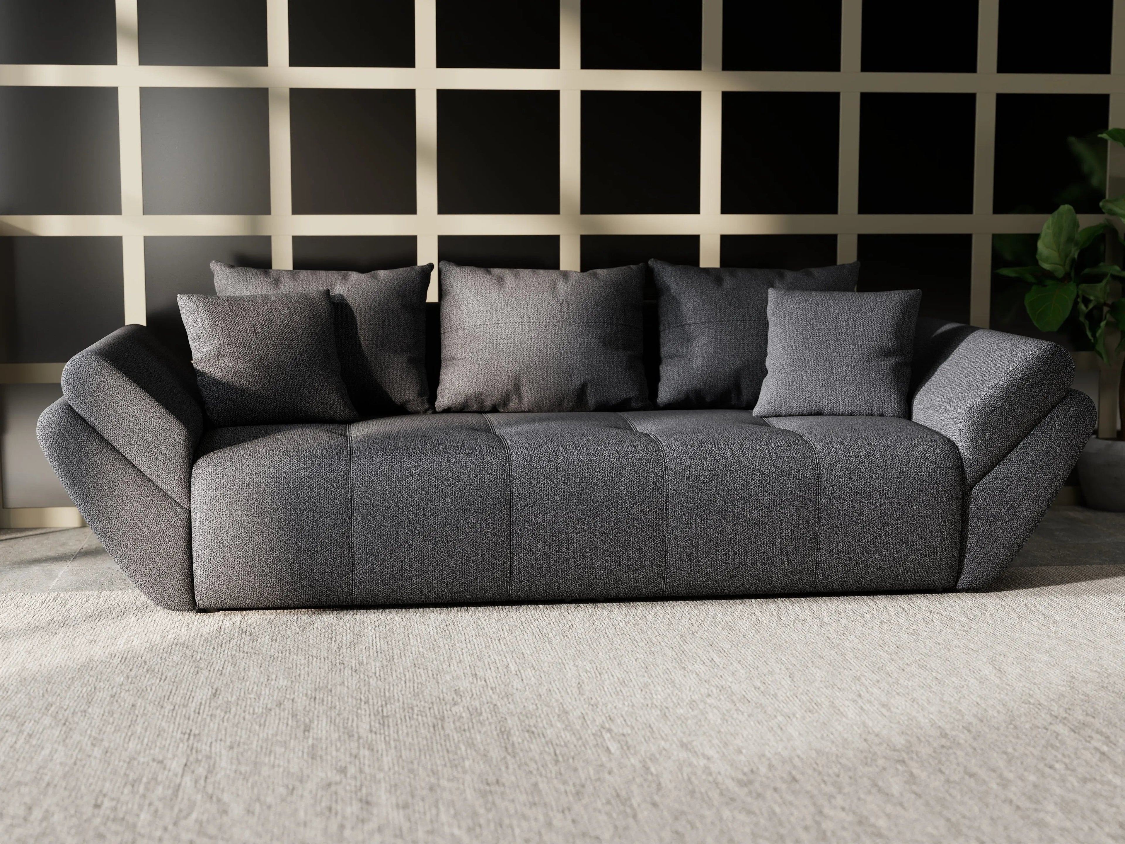 Canapea extensibilă dumonde cu ladă de depozitare si sezut confortabil din spuma high-density, Berlin Enjoy Graphite 250x100 cm