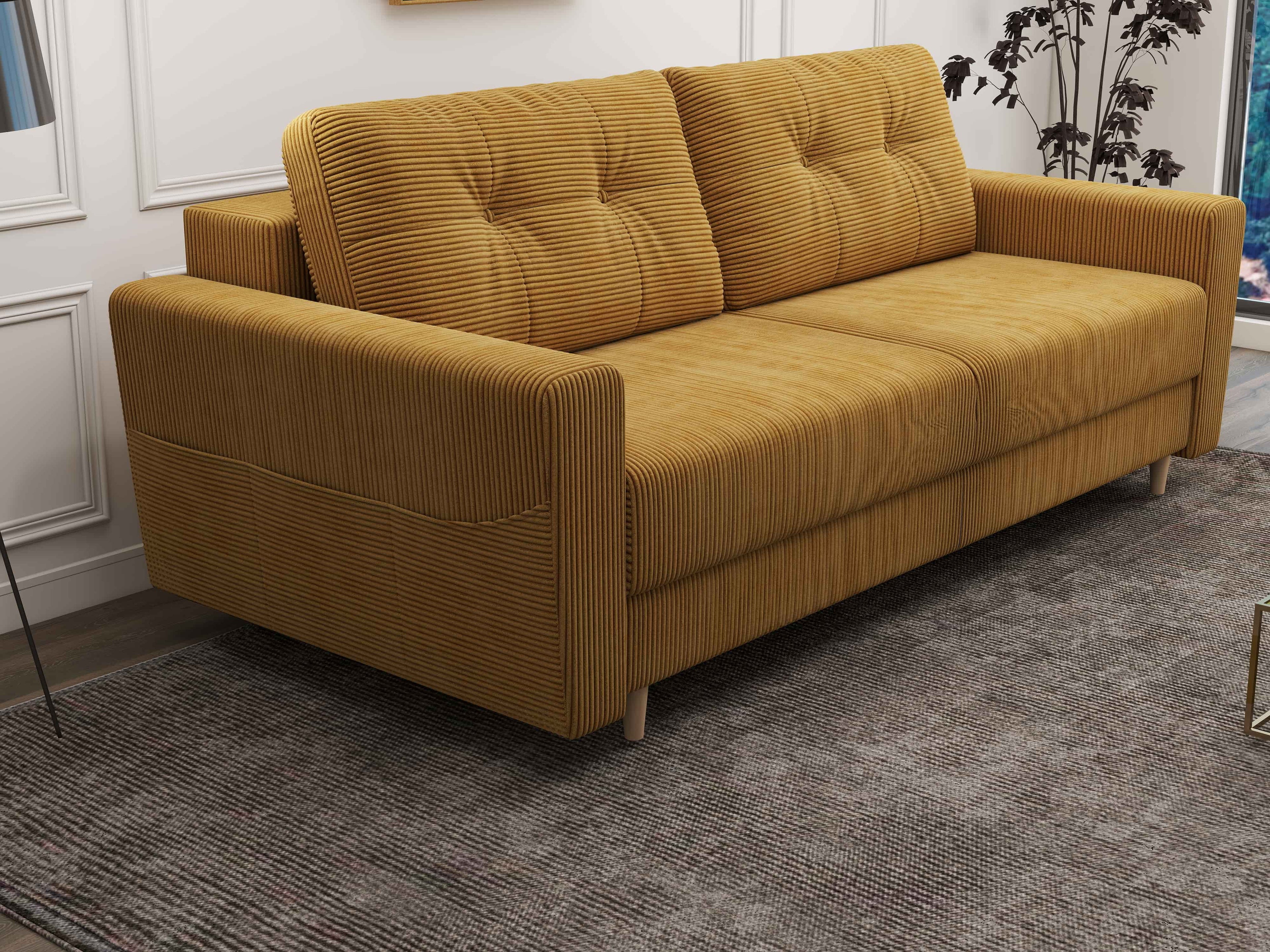 Canapea extensibilă dumonde cu ladă de depozitare si sezut confortabil din spuma high-density, Summer Zoom Mustar 225x100 cm