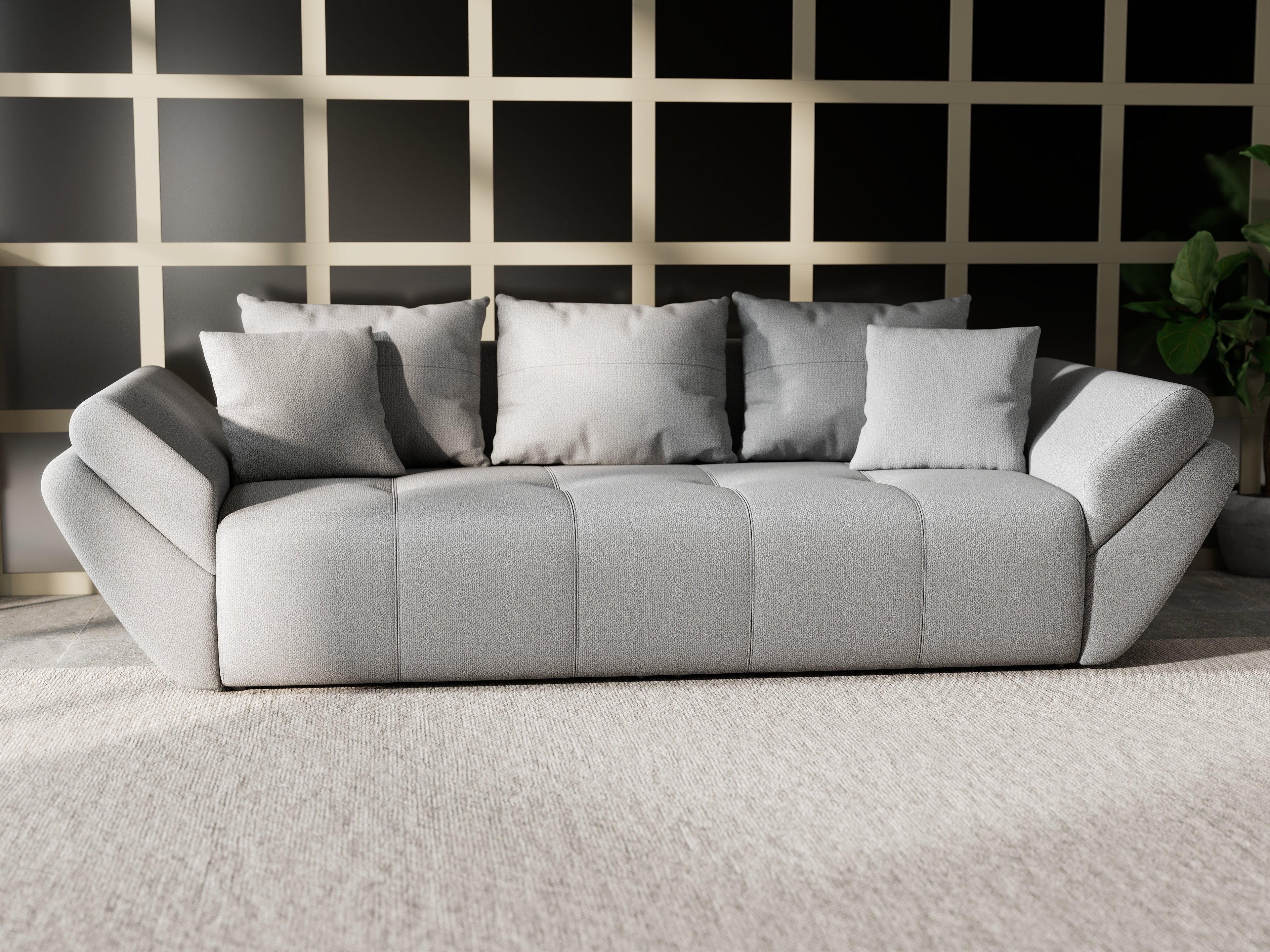 Canapea extensibilă dumonde cu ladă de depozitare si sezut confortabil din spuma high-density, Berlin Enjoy Grey 250x100 cm
