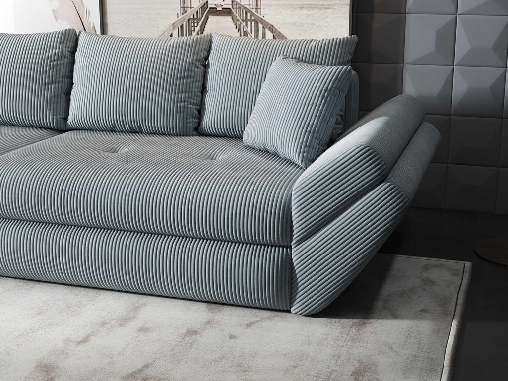 Canapea extensibilă dumonde cu ladă de depozitare si sezut confortabil din spuma high-density, Loana Zoom Gri 300x100 cm