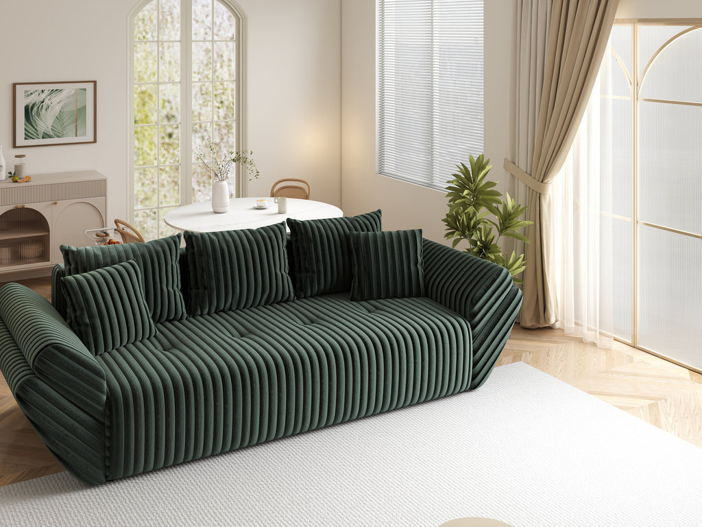 Canapea extensibilă dumonde cu ladă de depozitare si sezut confortabil din spuma high-density, Berlin Ambience Green 250x100 cm