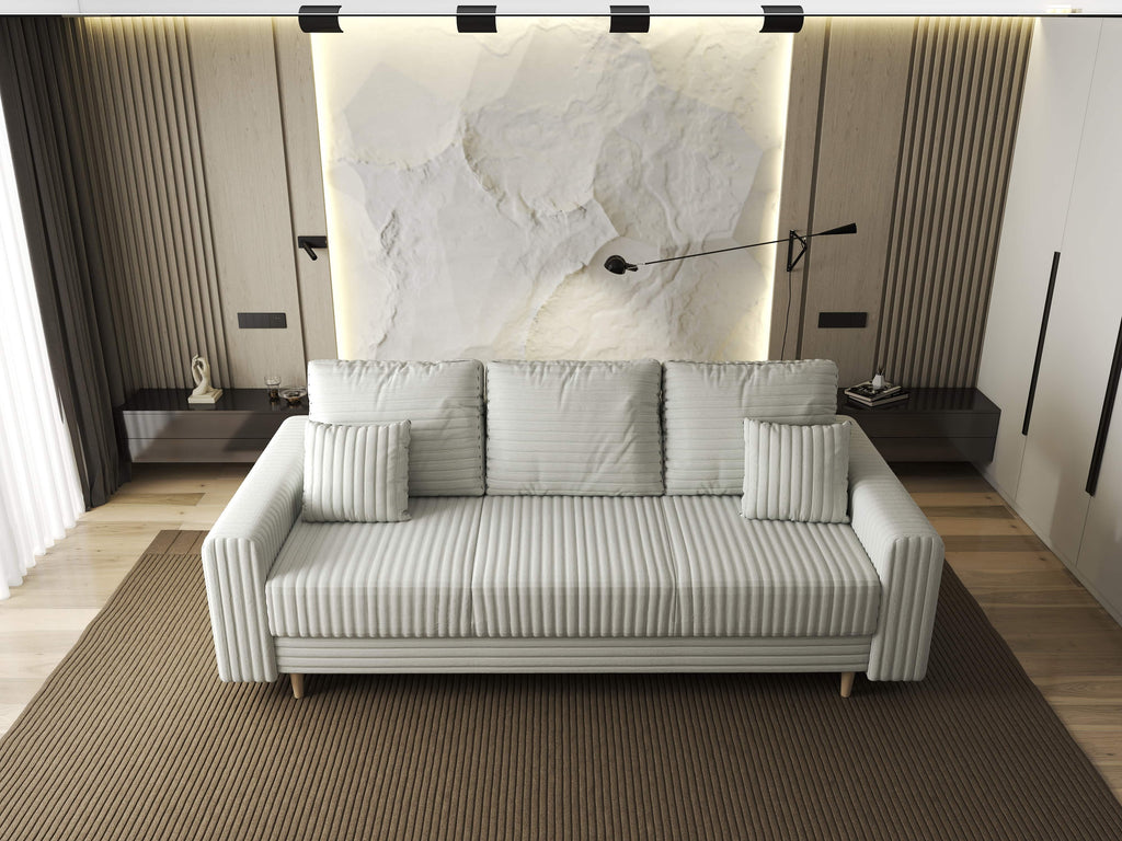 Canapea extensibilă dumonde cu ladă de depozitare si sezut confortabil din spuma high-density, Kronos Ambience Ivory 210x100 cm