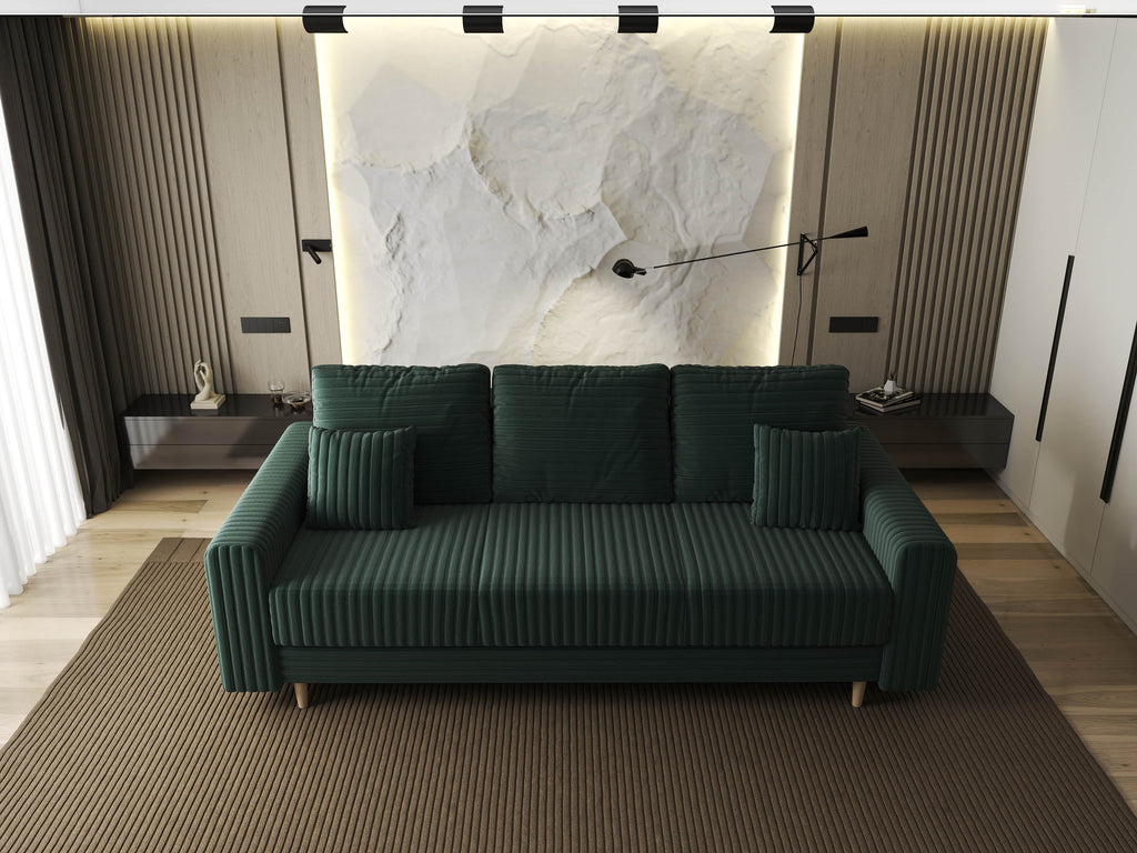 Canapea extensibilă dumonde cu ladă de depozitare si sezut confortabil din spuma high-density, Kronos Ambience Verde 210x100 cm