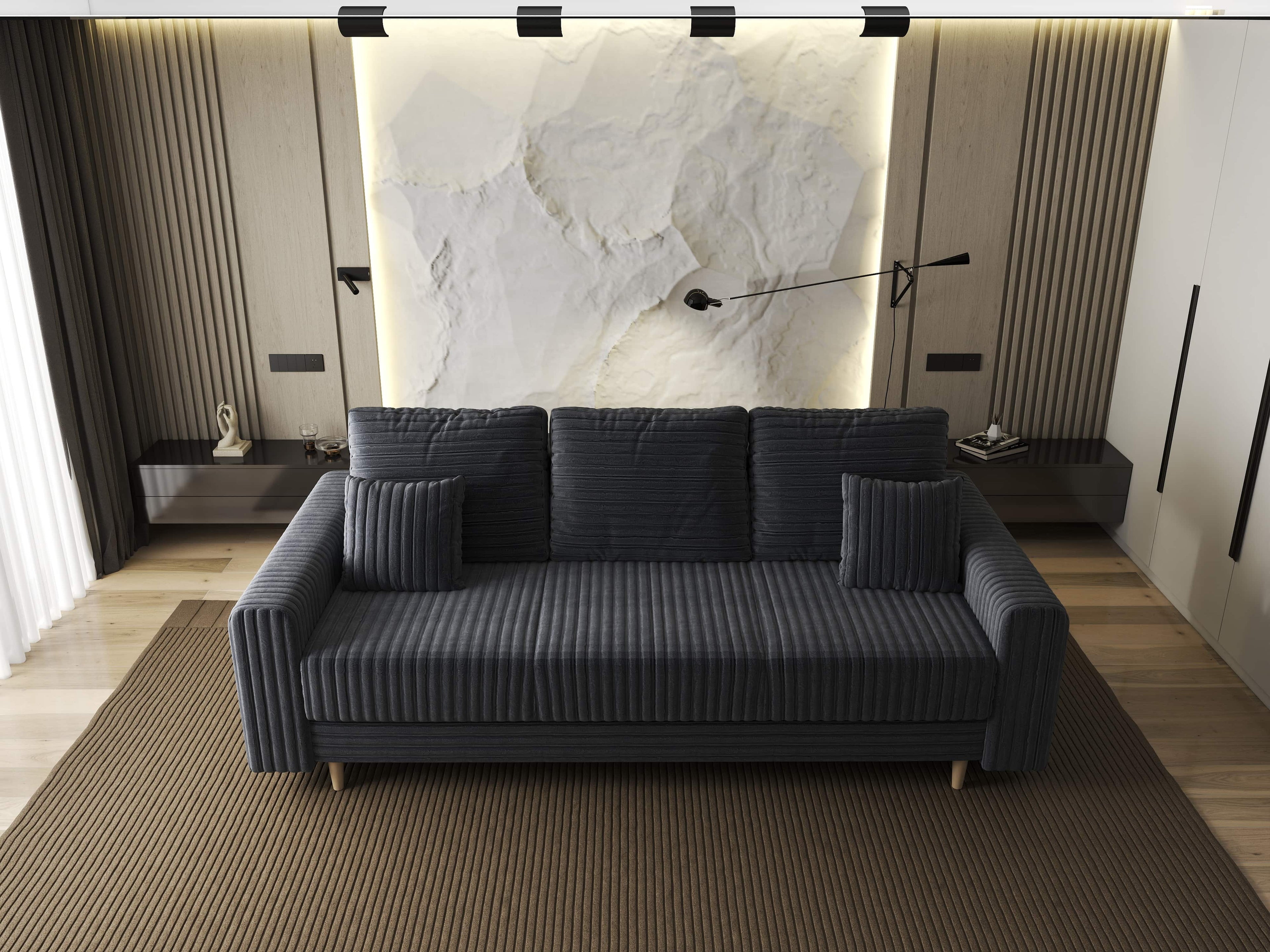 Canapea extensibilă dumonde cu ladă de depozitare si sezut confortabil din spuma high-density, Kronos Ambience Gri 210x100 cm