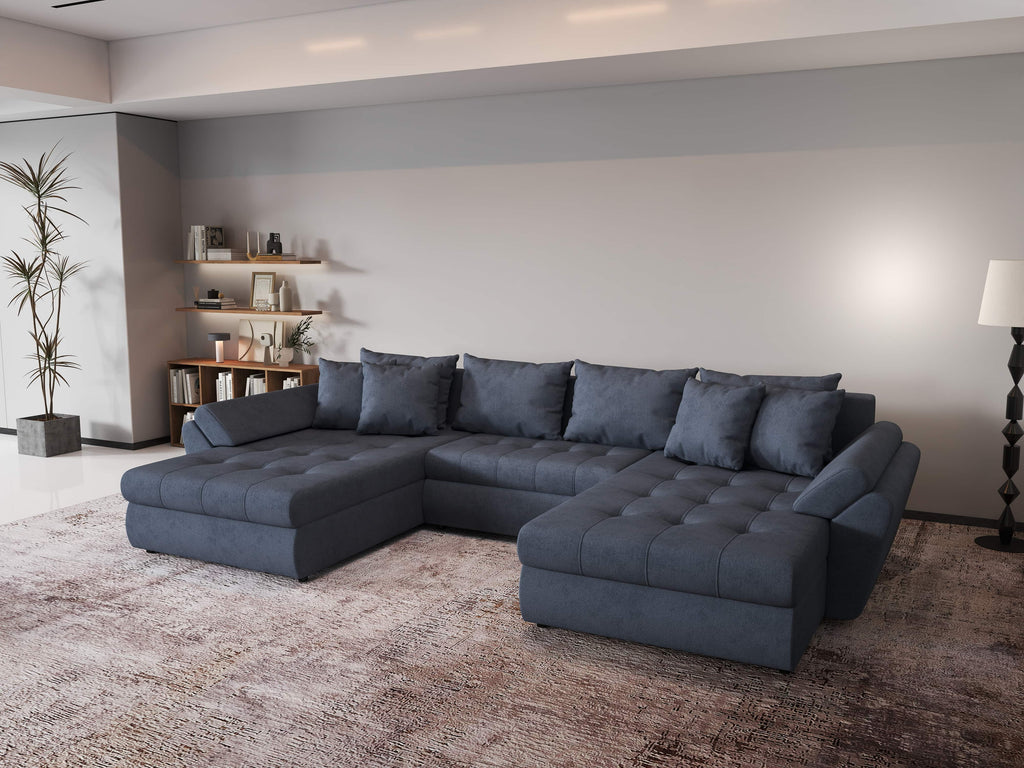 Colțar extensibil dumonde cu ladă de depozitare si sezut confortabil din spuma high-density, Loana U Enjoy Antracit 355x185 cm
