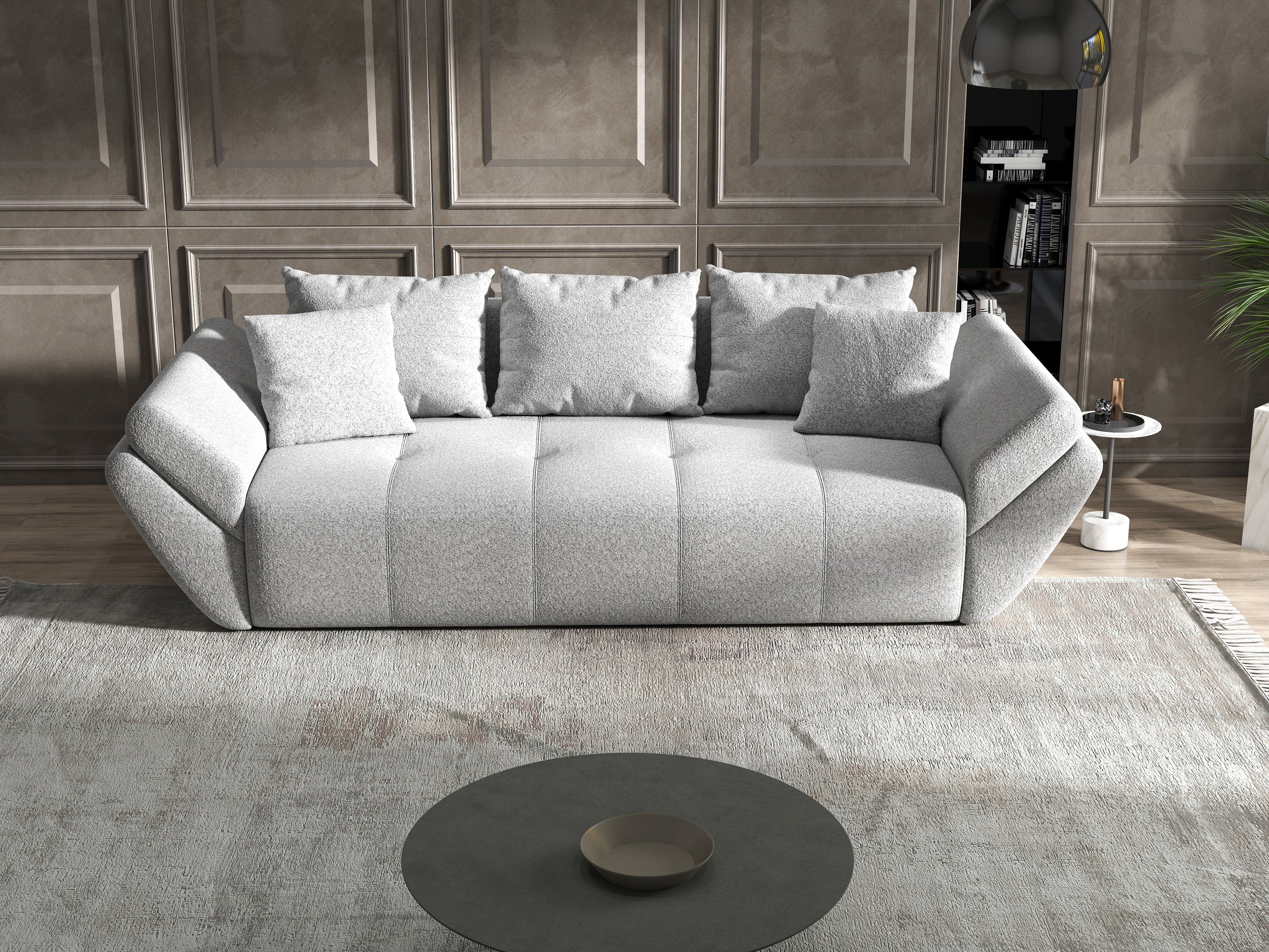 Canapea extensibilă dumonde cu ladă de depozitare si sezut confortabil din spuma high-density, Berlin Euphoria Dove 250x100 cm