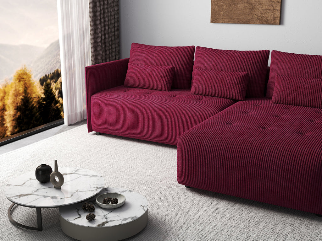 Colțar extensibil dumonde cu ladă de depozitare si sezut confortabil din spuma high-density, Malta Zoom Red II 235x185 cm