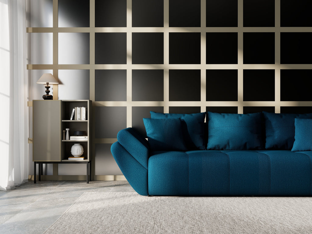 Canapea extensibilă dumonde cu ladă de depozitare si sezut confortabil din spuma high-density, Berlin Enjoy Petrol 250x100 cm
