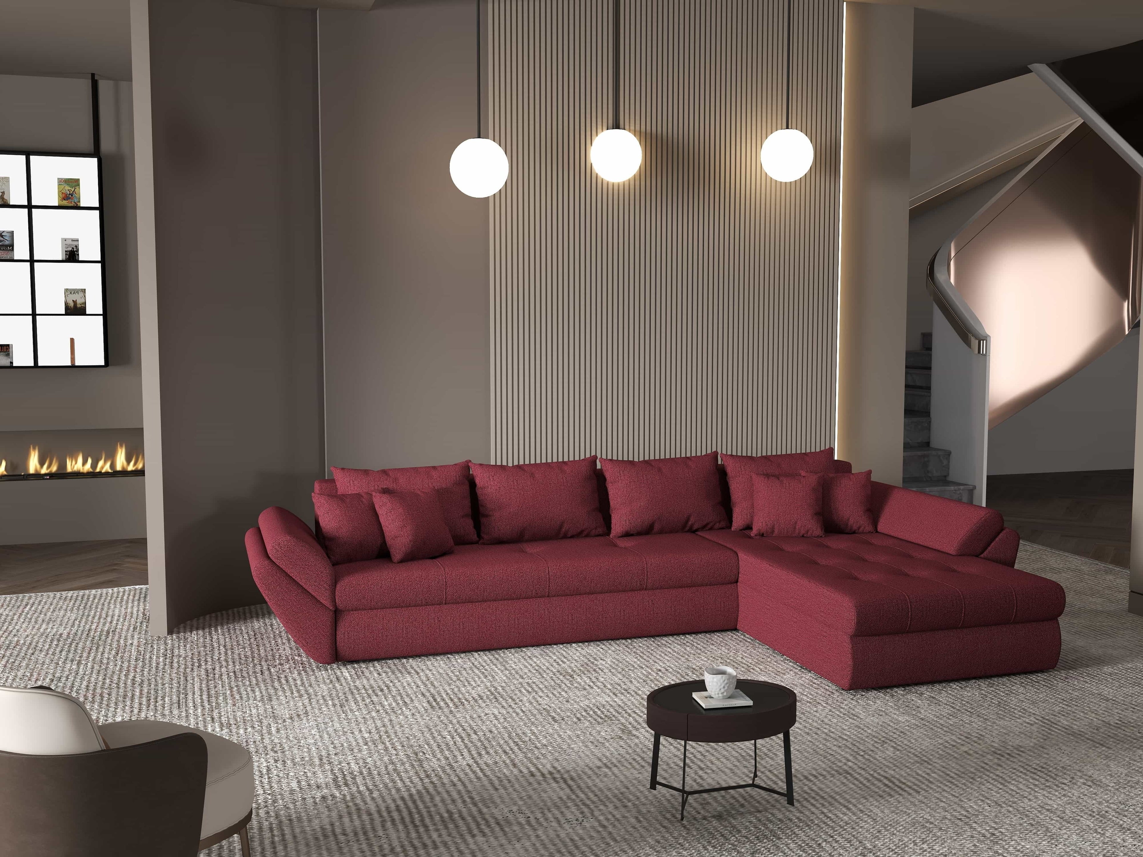 Colțar extensibil dumonde cu ladă de depozitare si sezut confortabil din spuma high-density, Loana XL Enjoy Winery II 335x185 cm