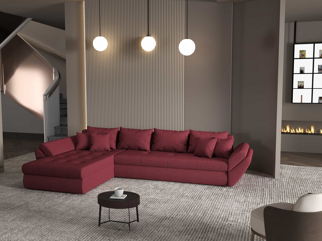 Colțar extensibil dumonde cu ladă de depozitare si sezut confortabil din spuma high-density, Loana XL Enjoy Winery 335x185 cm