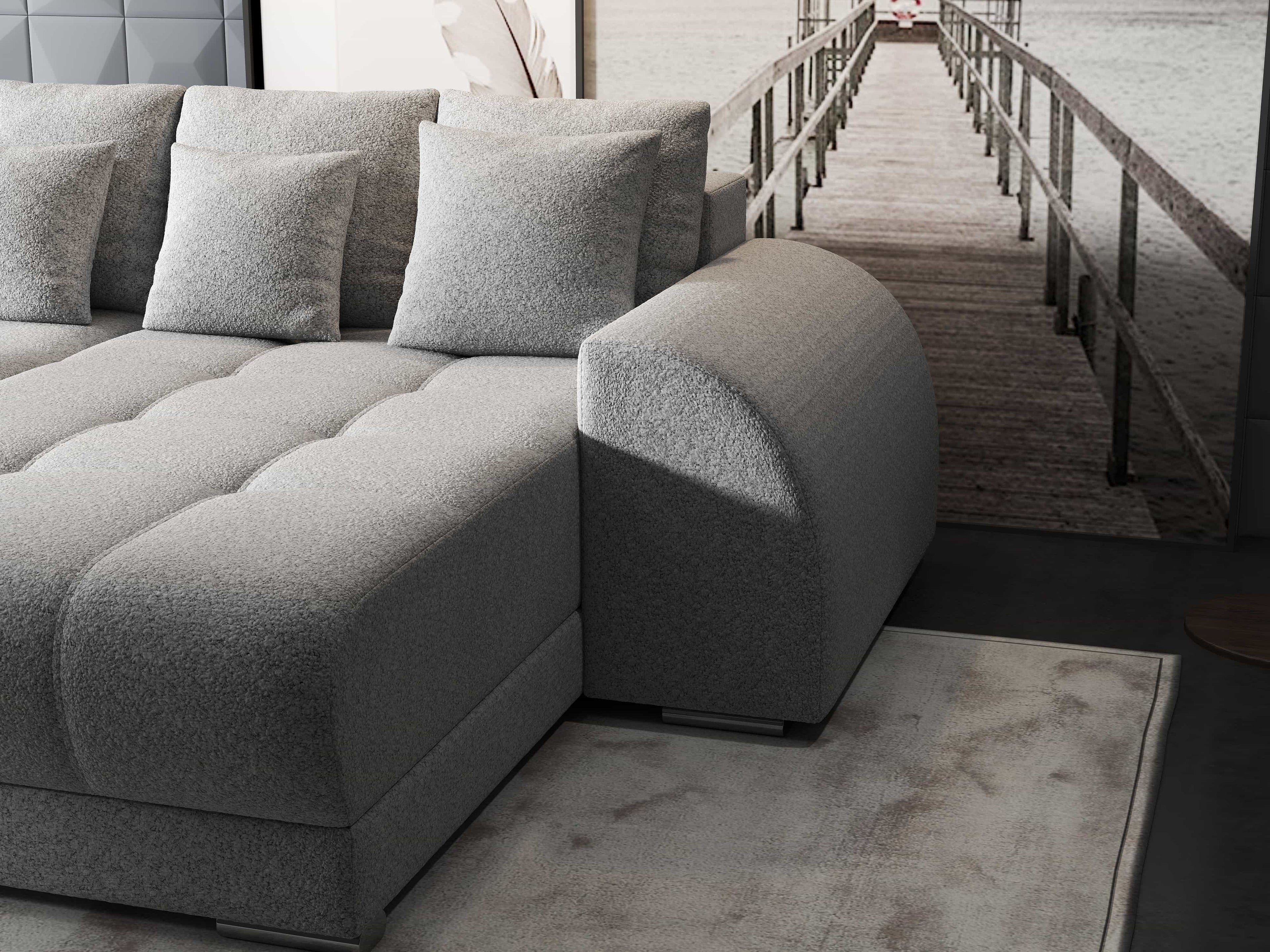 Colțar extensibil dumonde cu ladă de depozitare si sezut confortabil din spuma high-density, Verona Euphoria Dove II 290x185 cm