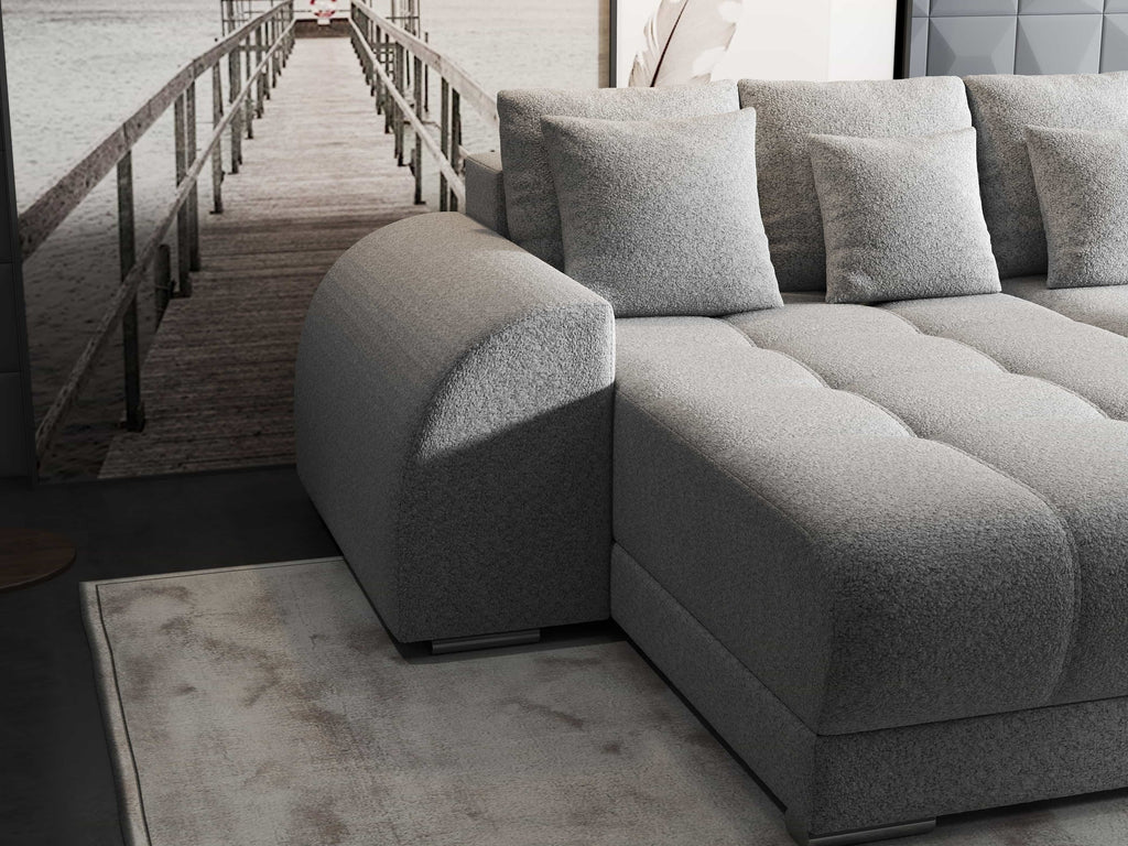 Colțar extensibil dumonde cu ladă de depozitare si sezut confortabil din spuma high-density, Verona Euphoria Dove 290x185 cm