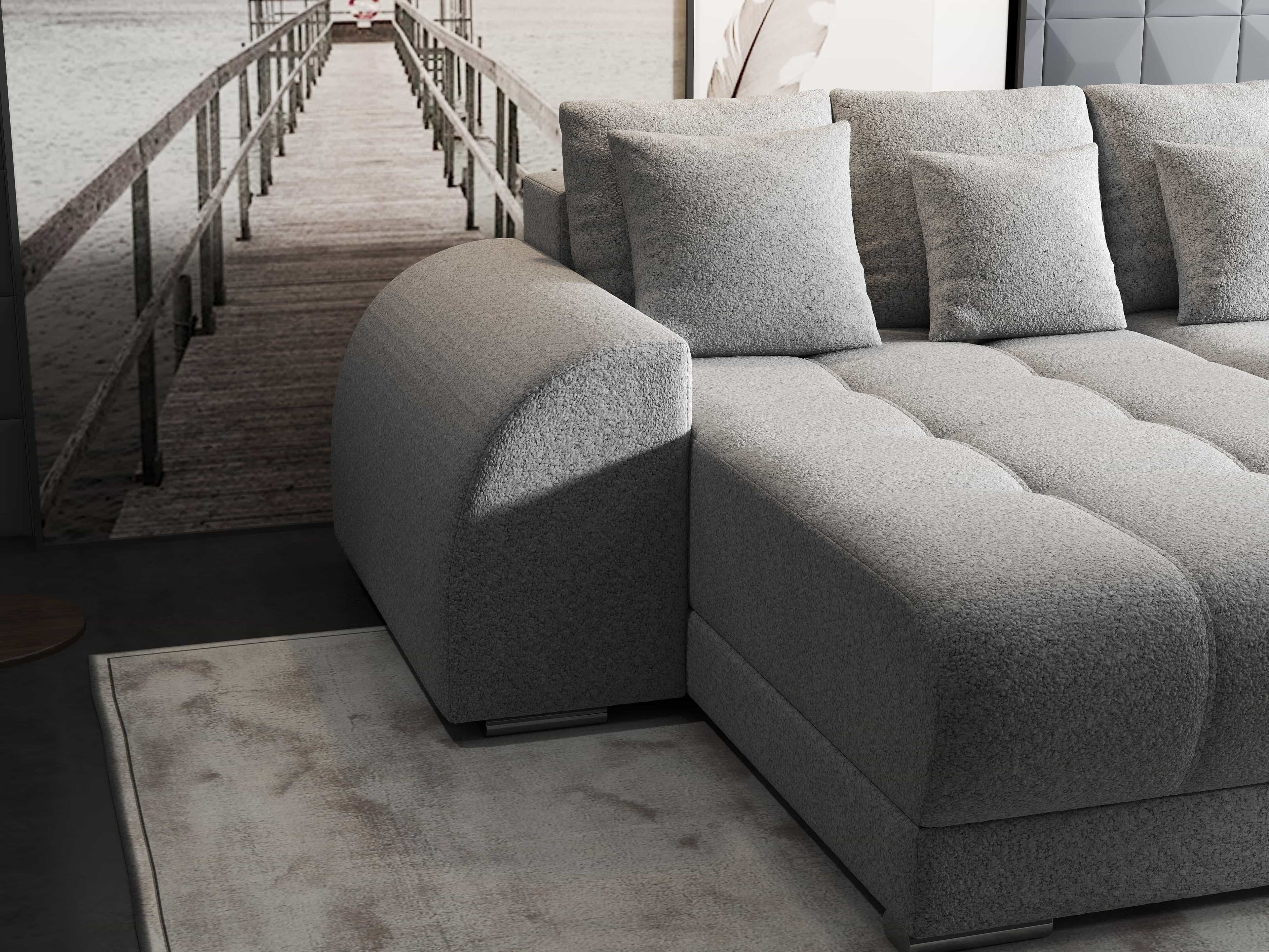 Colțar extensibil dumonde cu ladă de depozitare si sezut confortabil din spuma high-density, Verona Euphoria Dove 290x185 cm