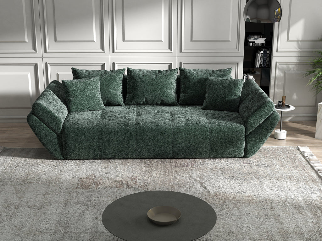 Canapea extensibilă dumonde cu ladă de depozitare si sezut confortabil din spuma high-density, Berlin Euphoria Green 250x100 cm