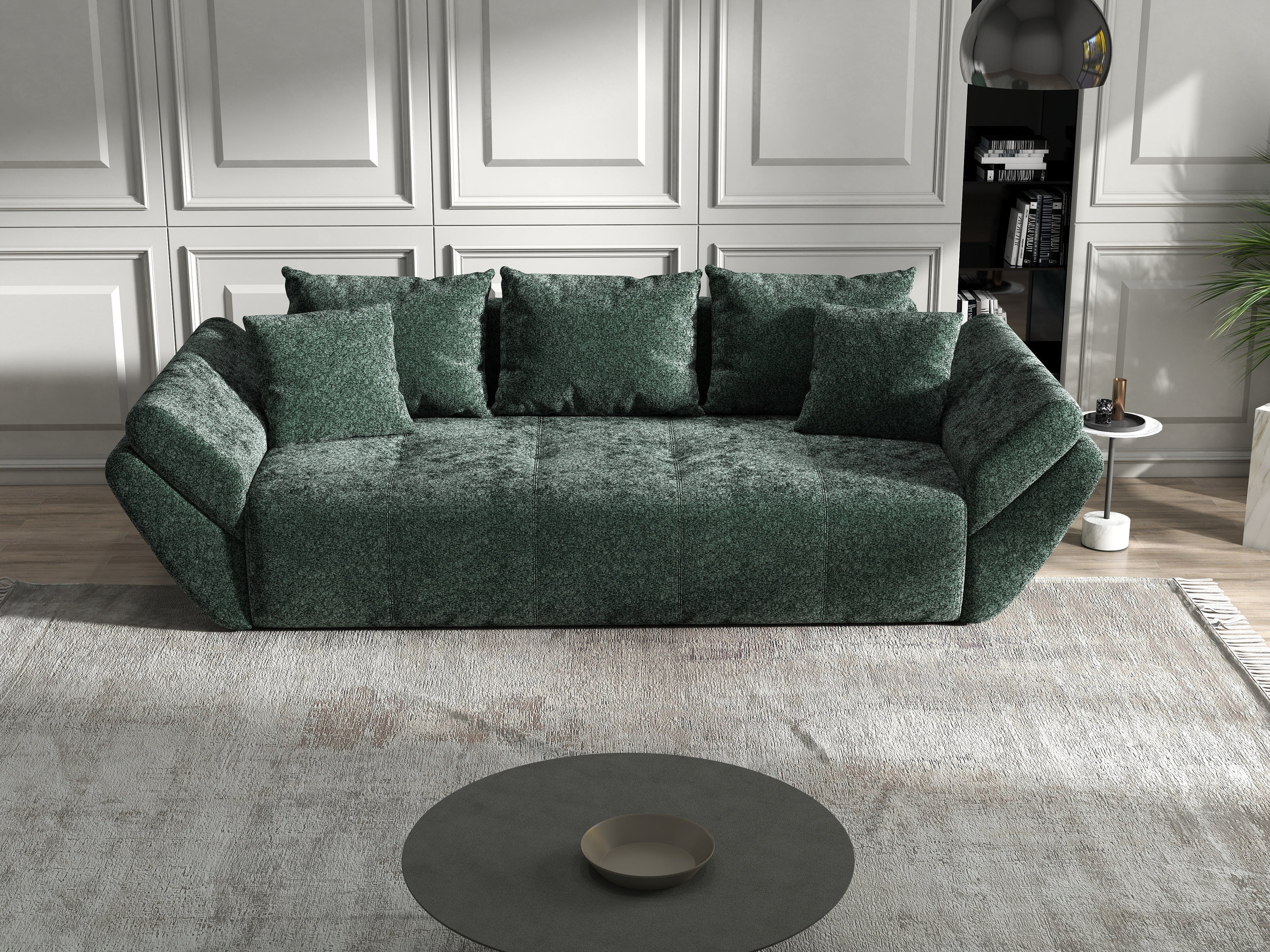 Canapea extensibilă dumonde cu ladă de depozitare si sezut confortabil din spuma high-density, Berlin Euphoria Green 250x100 cm
