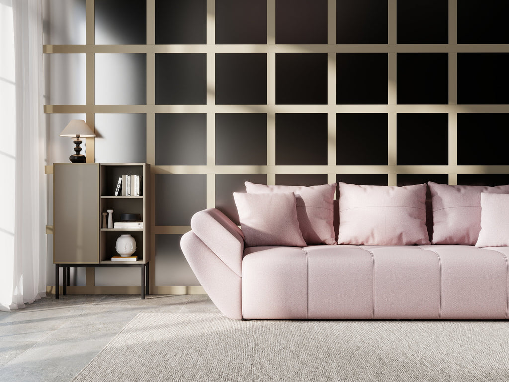 Canapea extensibilă dumonde cu ladă de depozitare si sezut confortabil din spuma high-density, Berlin Enjoy Flamingo 250x100 cm
