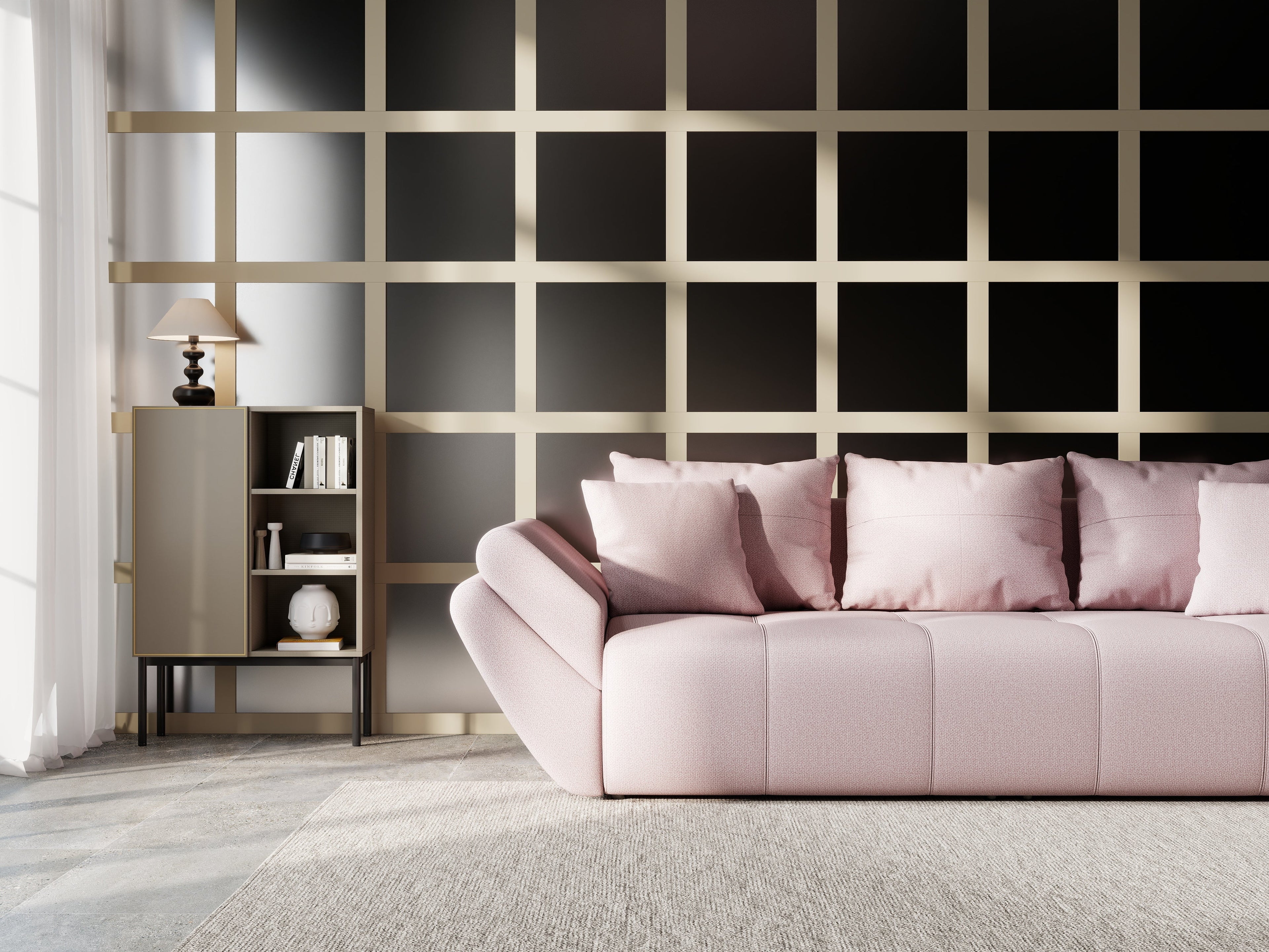 Canapea extensibilă dumonde cu ladă de depozitare si sezut confortabil din spuma high-density, Berlin Enjoy Flamingo 250x100 cm