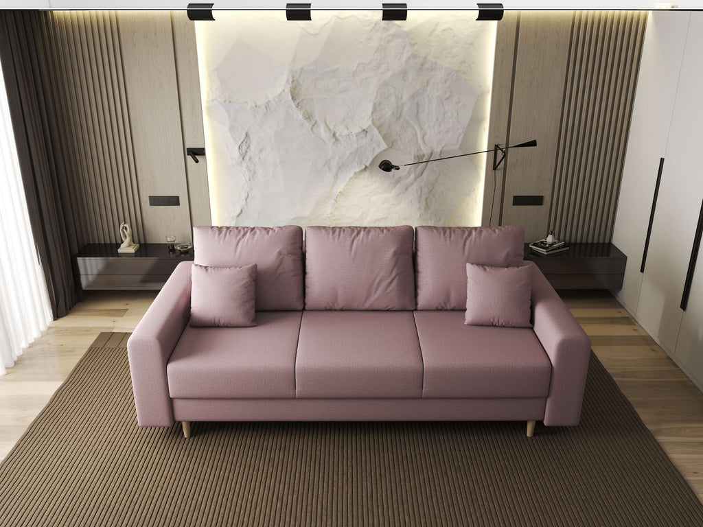 Canapea extensibilă dumonde cu ladă de depozitare si sezut confortabil din spuma high-density, Kronos Enjoy Flamingo 210x100 cm