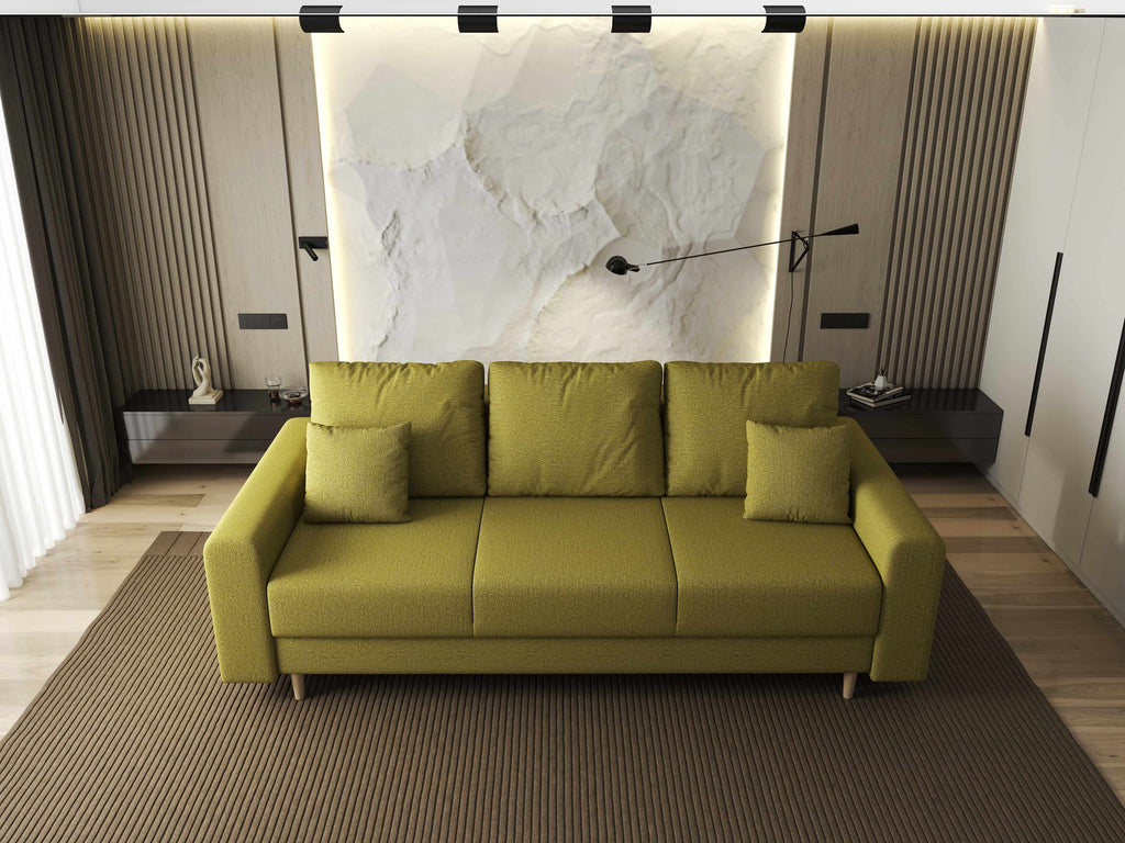 Canapea extensibilă dumonde cu ladă de depozitare si sezut confortabil din spuma high-density, Kronos Enjoy Verde 210x100 cm