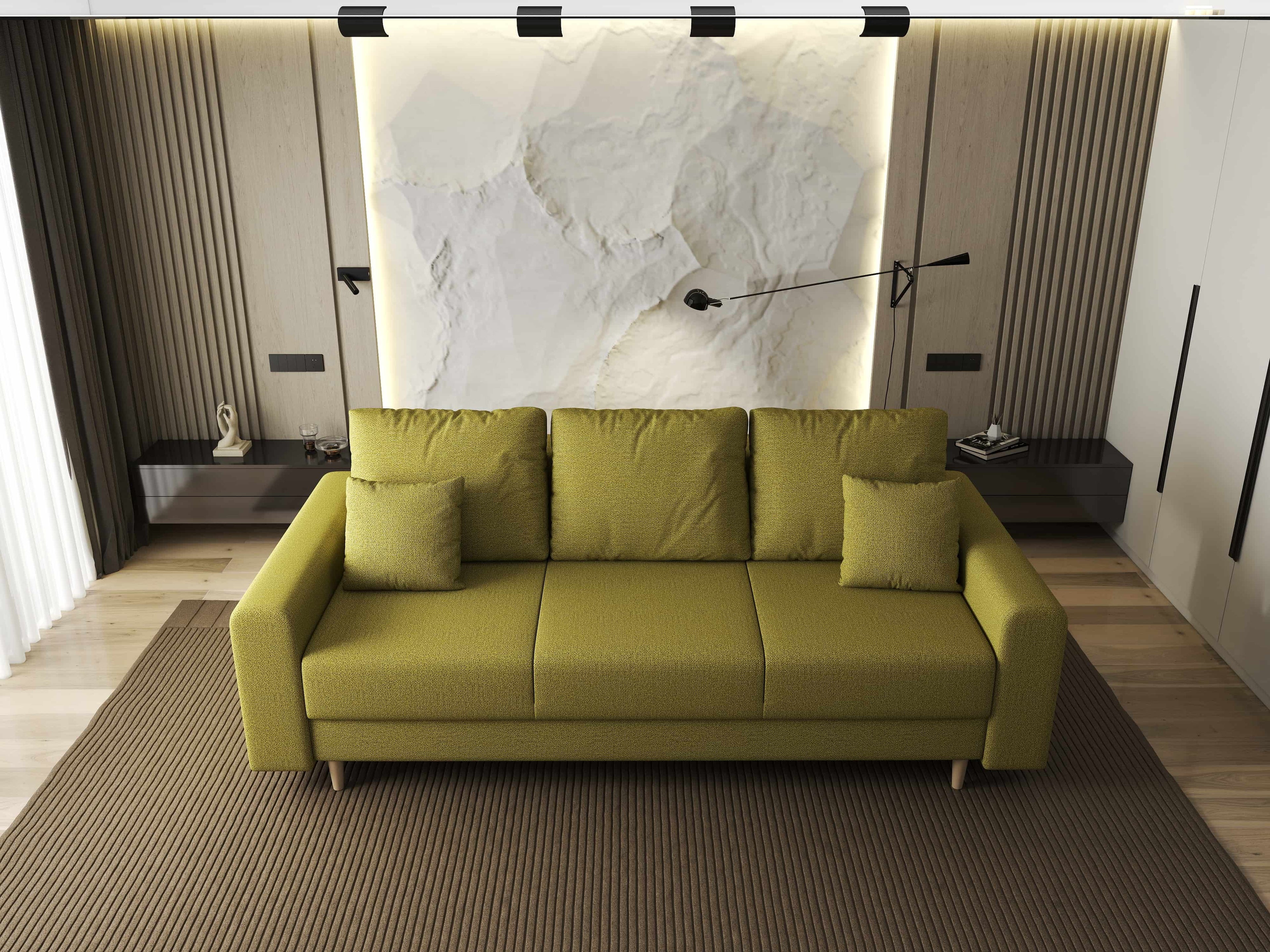 Canapea extensibilă dumonde cu ladă de depozitare si sezut confortabil din spuma high-density, Kronos Enjoy Verde 210x100 cm