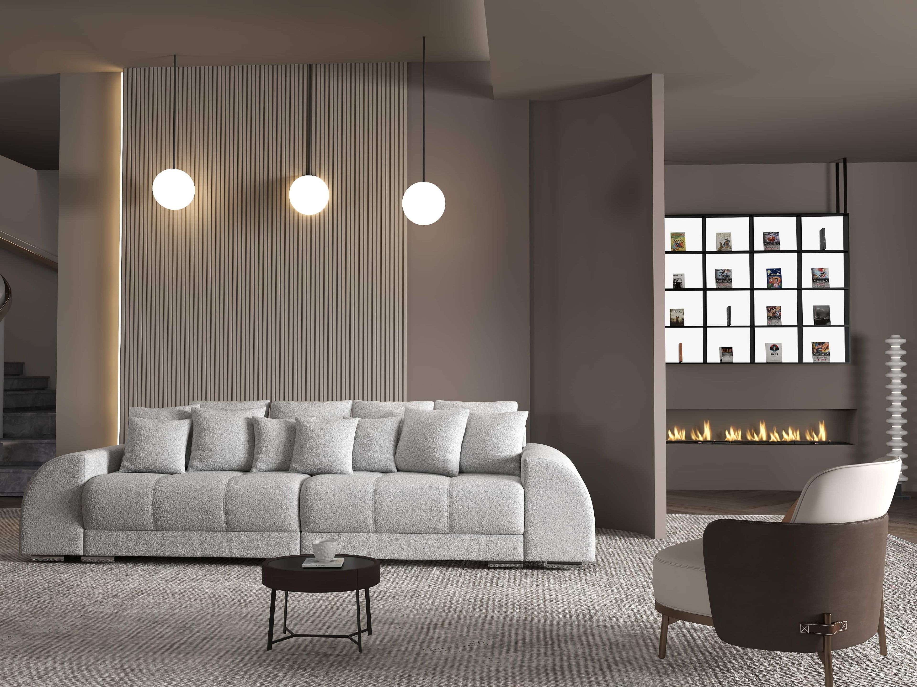Canapea extensibilă dumonde cu 2 lăzi de depozitare si sezut confortabil din spuma high-density, Verona Euphoria Dove 310x100 cm