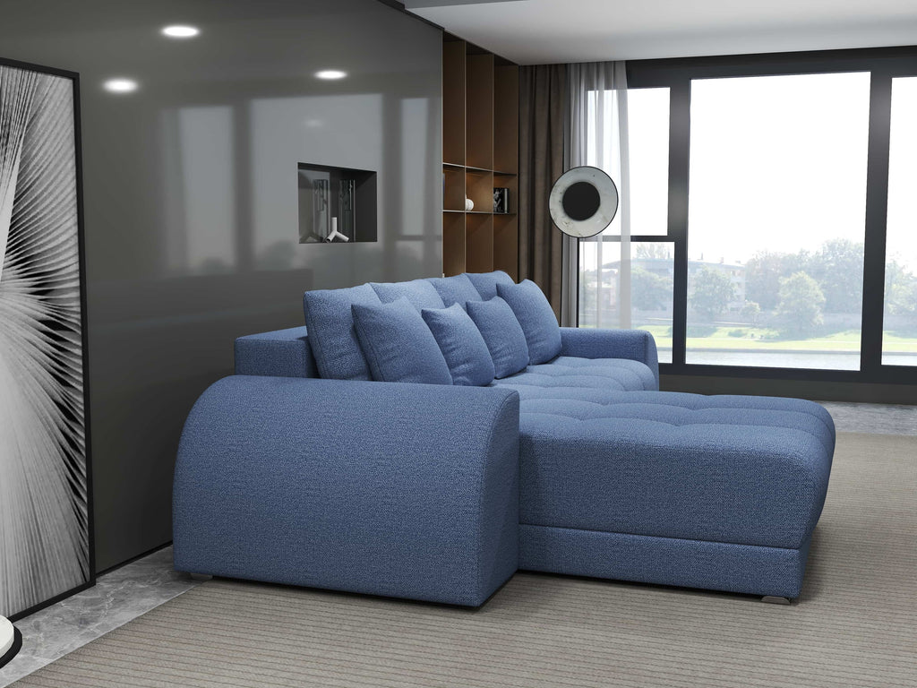 Colțar extensibil dumonde cu ladă de depozitare si sezut confortabil din spuma high-density, Verona Enjoy Albastru 290x185 cm