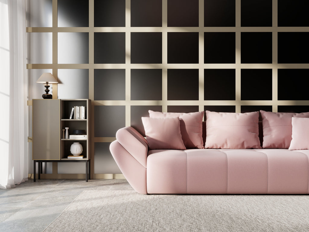 Canapea extensibilă dumonde cu ladă de depozitare si sezut confortabil din spuma high-density, Berlin Royal Pink 250x100 cm