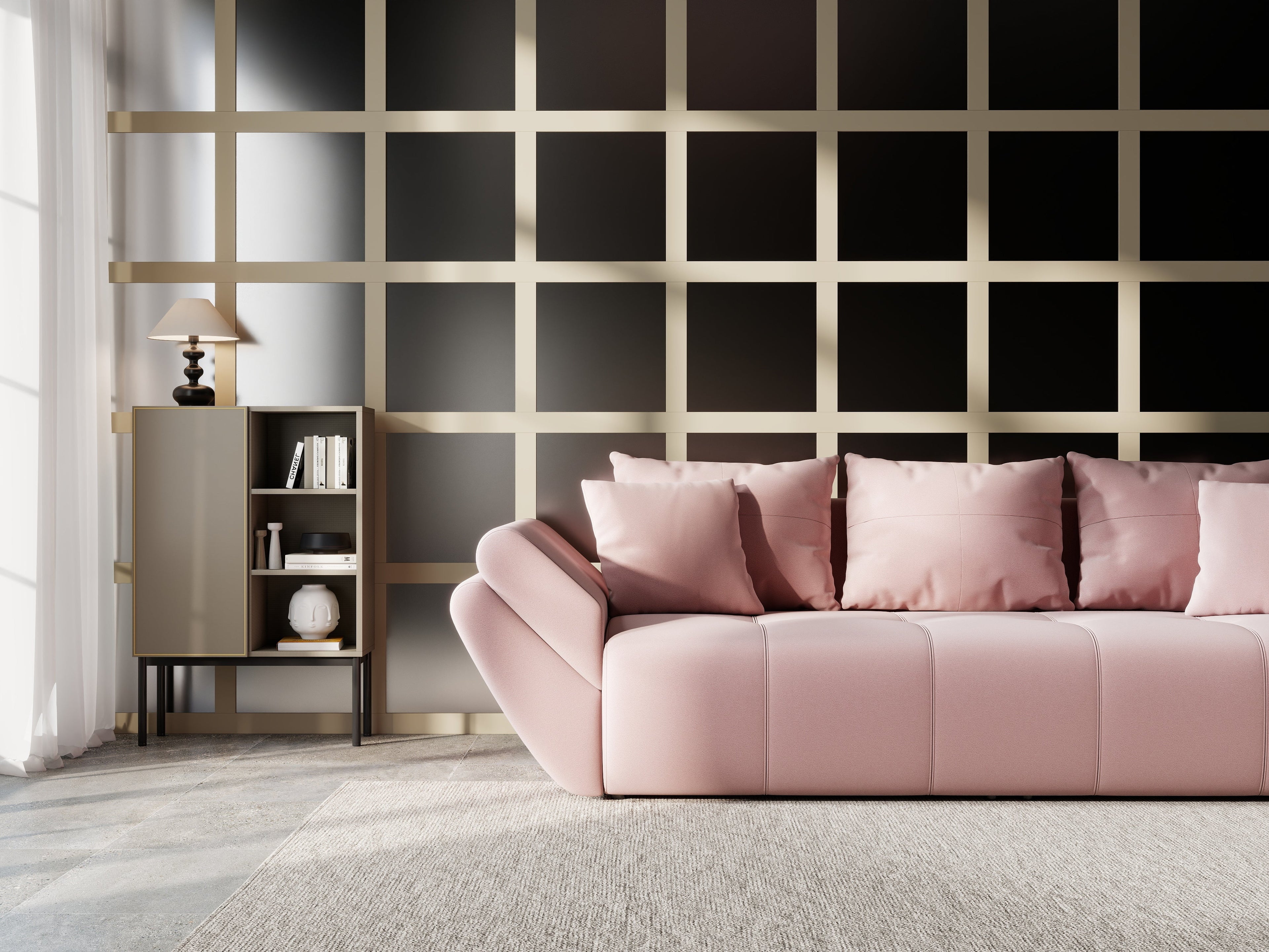 Canapea extensibilă dumonde cu ladă de depozitare si sezut confortabil din spuma high-density, Berlin Royal Pink 250x100 cm