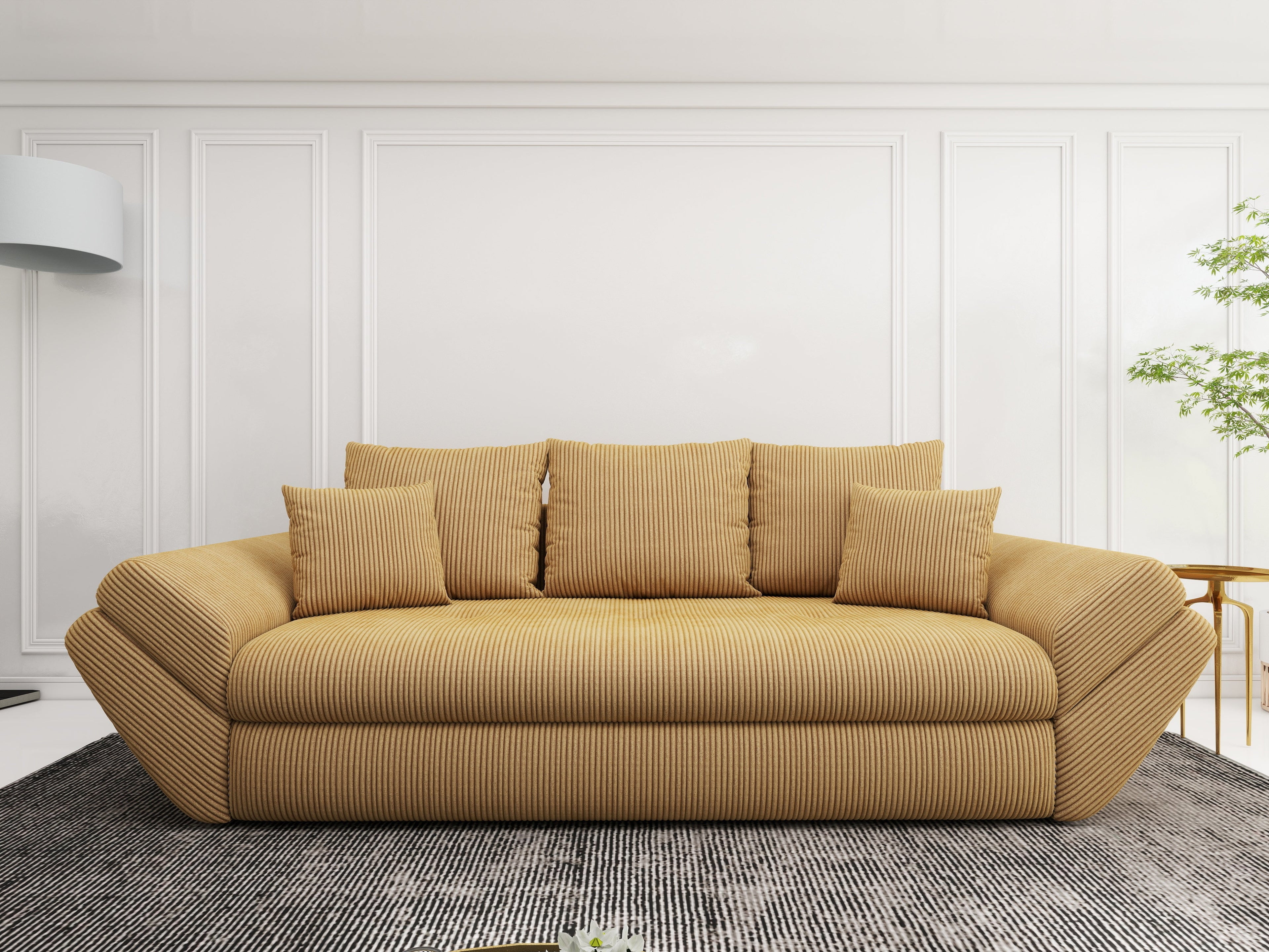 Canapea extensibilă dumonde cu ladă de depozitare si sezut confortabil din spuma high-density, Loana Zoom Mustar 250x100 cm