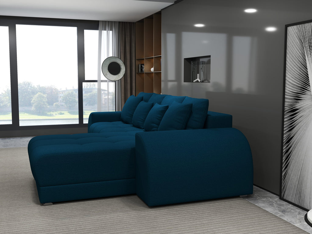 Colțar extensibil dumonde cu ladă de depozitare si sezut confortabil din spuma high-density, Verona Enjoy Petrol II 290x185 cm