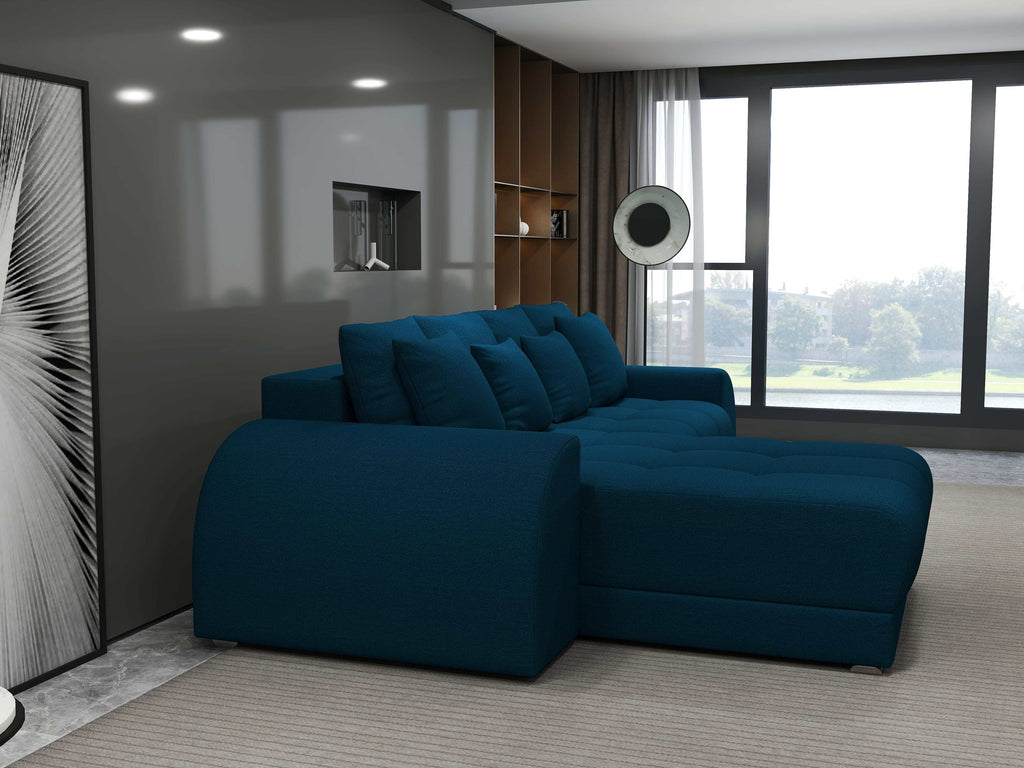 Colțar extensibil dumonde cu ladă de depozitare si sezut confortabil din spuma high-density, Verona Enjoy Petrol 290x185 cm