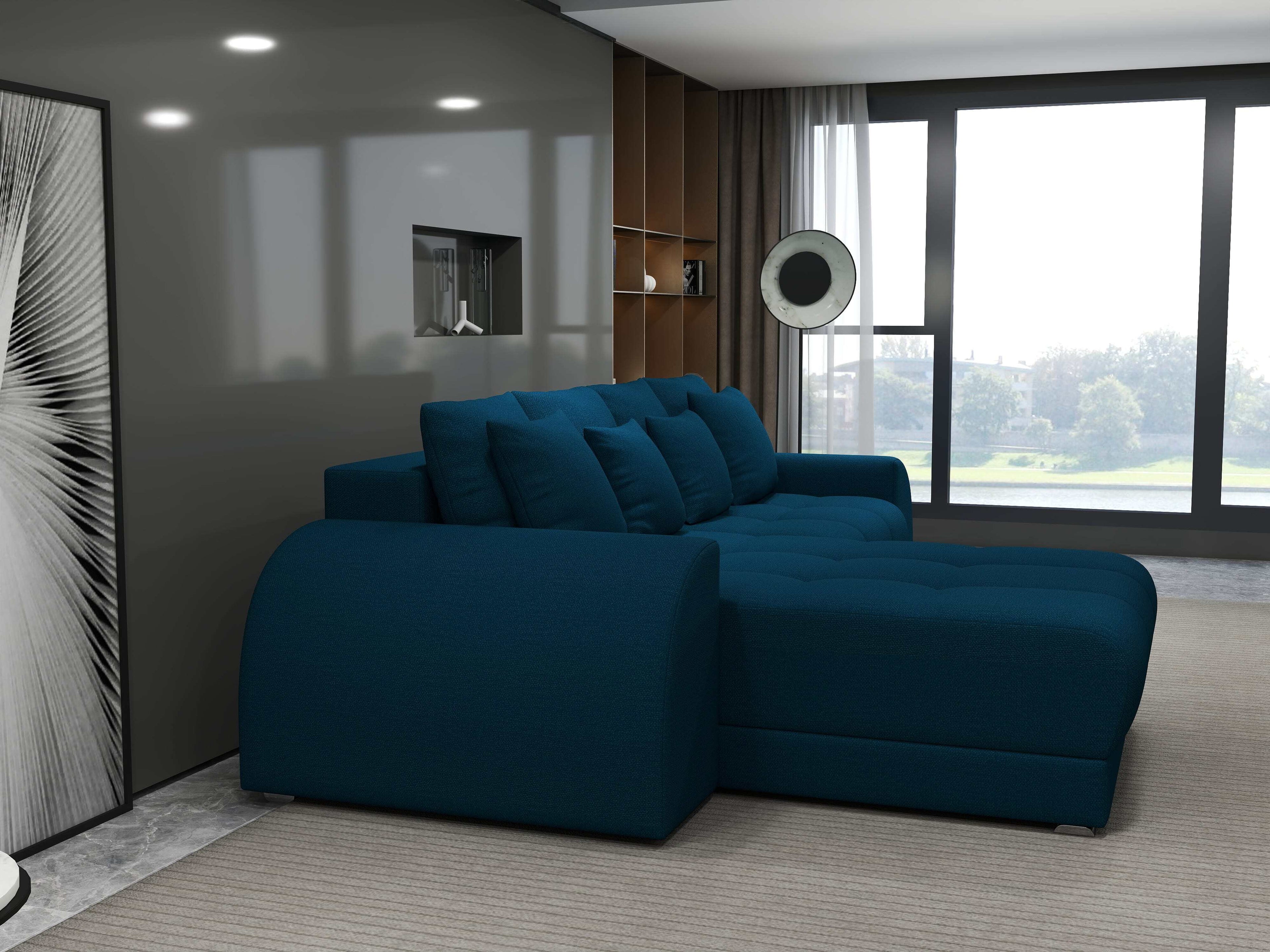 Colțar extensibil dumonde cu ladă de depozitare si sezut confortabil din spuma high-density, Verona Enjoy Petrol 290x185 cm