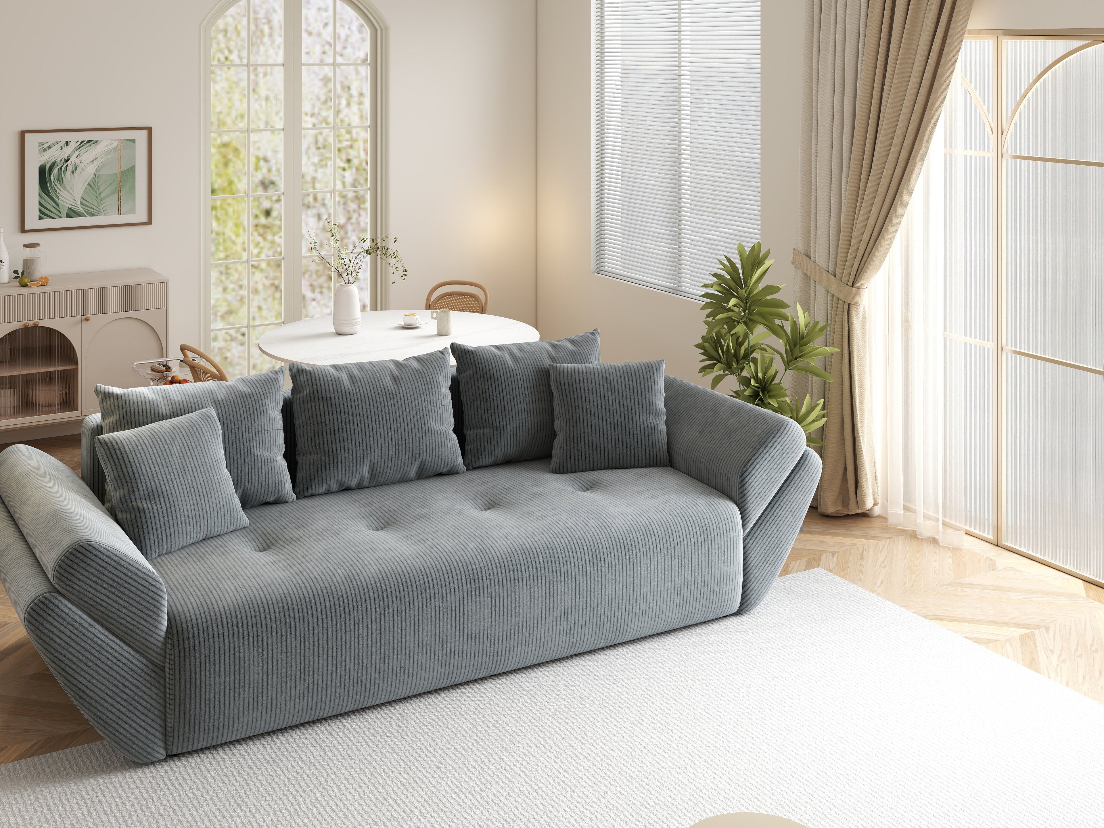 Canapea extensibilă dumonde cu ladă de depozitare si sezut confortabil din spuma high-density, Berlin Zoom Grey 250x100 cm