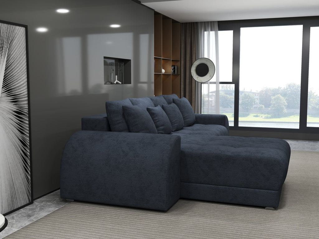 Colțar extensibil dumonde cu ladă de depozitare si sezut confortabil din spuma high-density, Verona Enjoy Antracit 290x185 cm