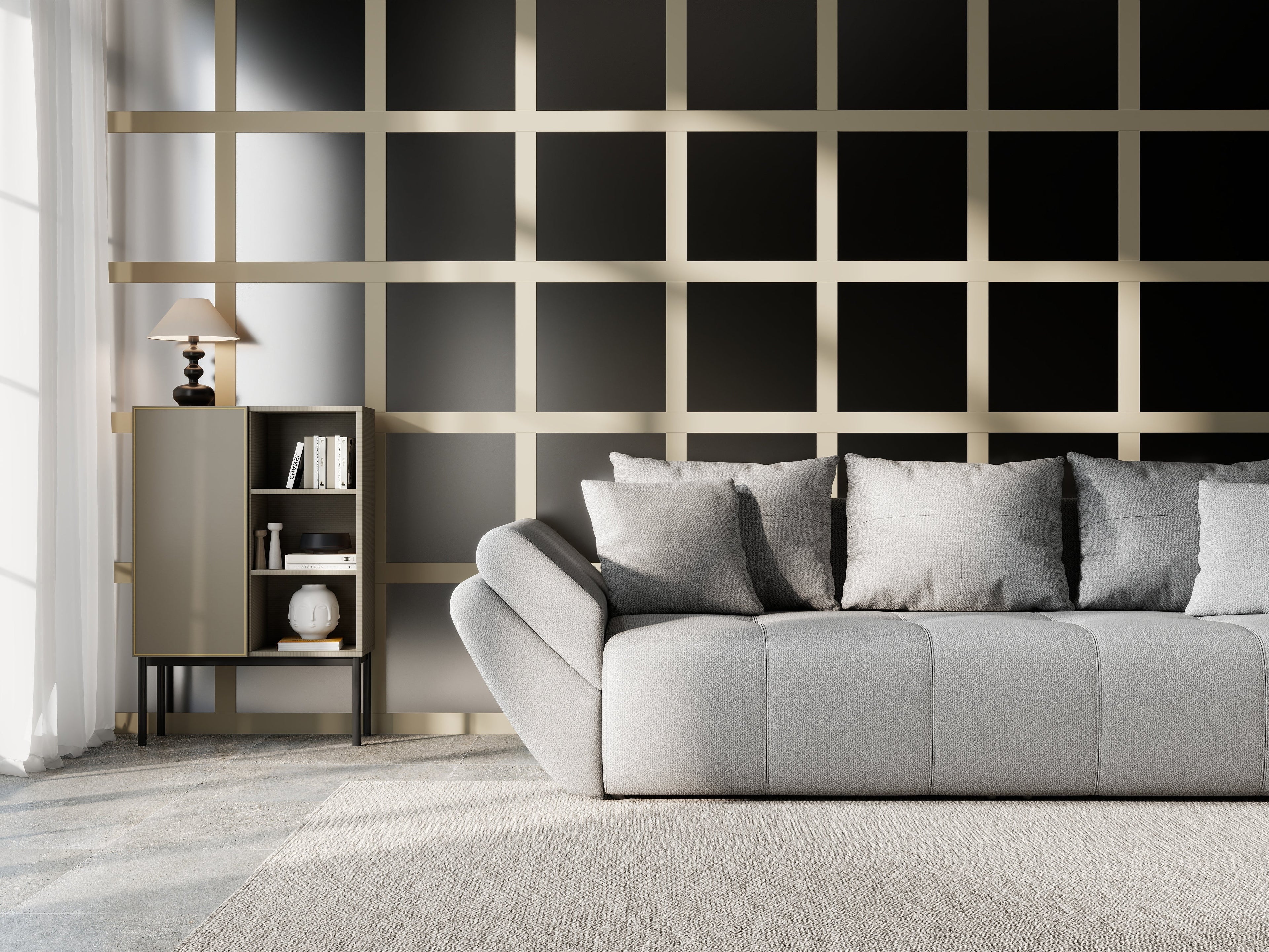 Canapea extensibilă dumonde cu ladă de depozitare si sezut confortabil din spuma high-density, Berlin Enjoy Grey 250x100 cm