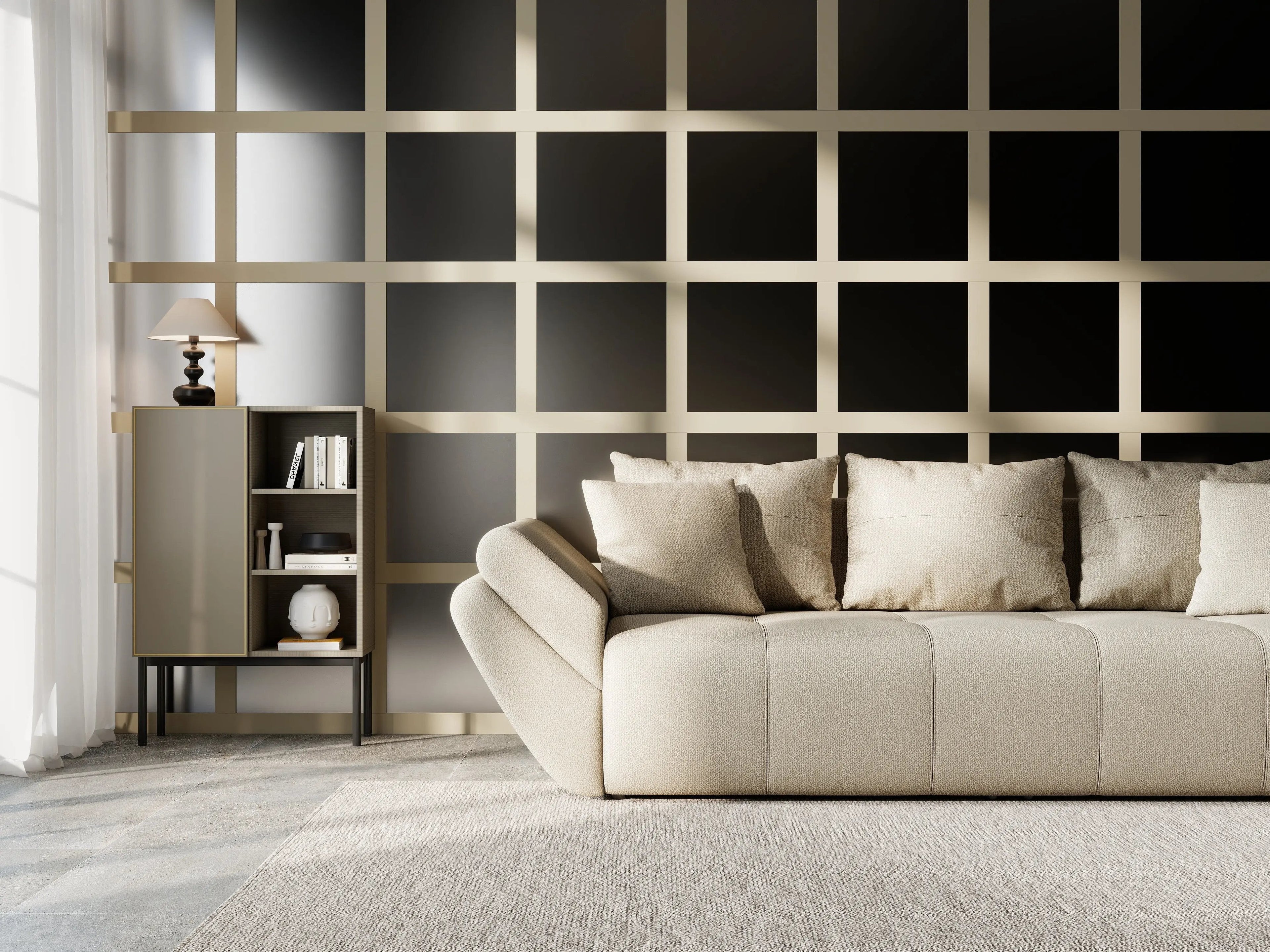 Canapea extensibilă dumonde cu ladă de depozitare si sezut confortabil din spuma high-density, Berlin Enjoy Camel 250x100 cm
